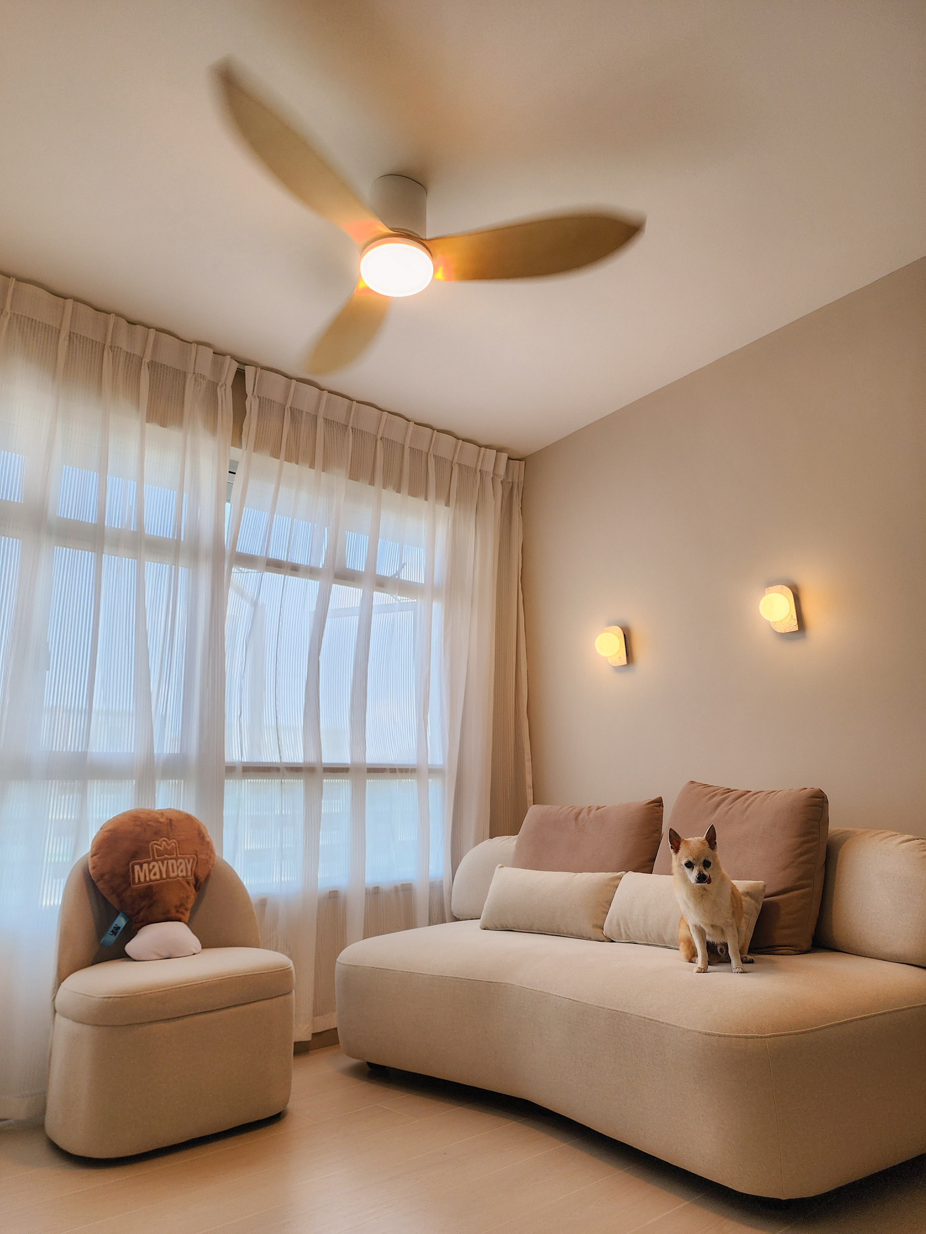 Creamy cafe inspired living room, it's like living in a vanilla latte!