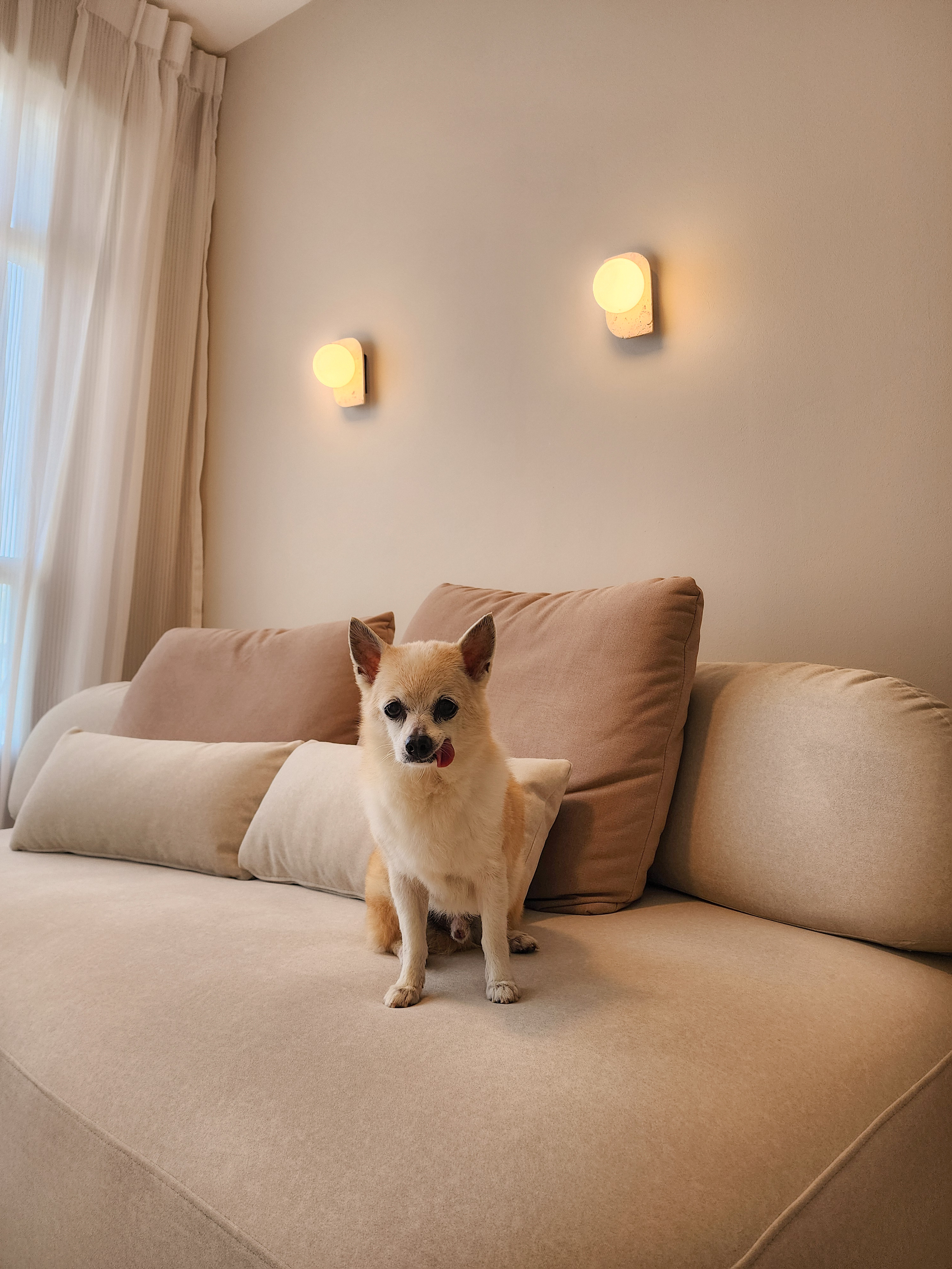 Creamy cafe inspired living room, it's like living in a vanilla latte!