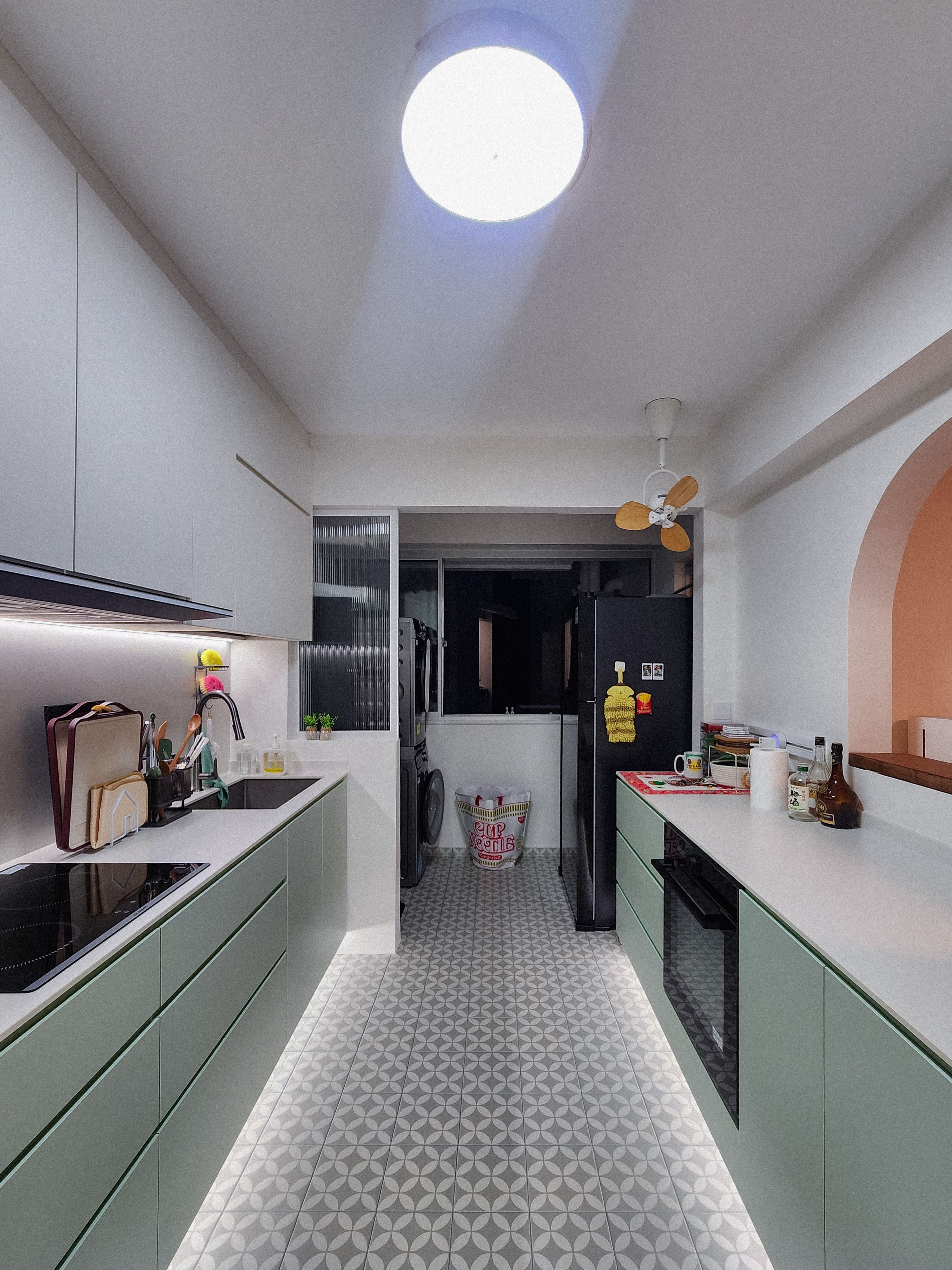 Peranakan inspired kitchen with hidden storage and a power track hack!