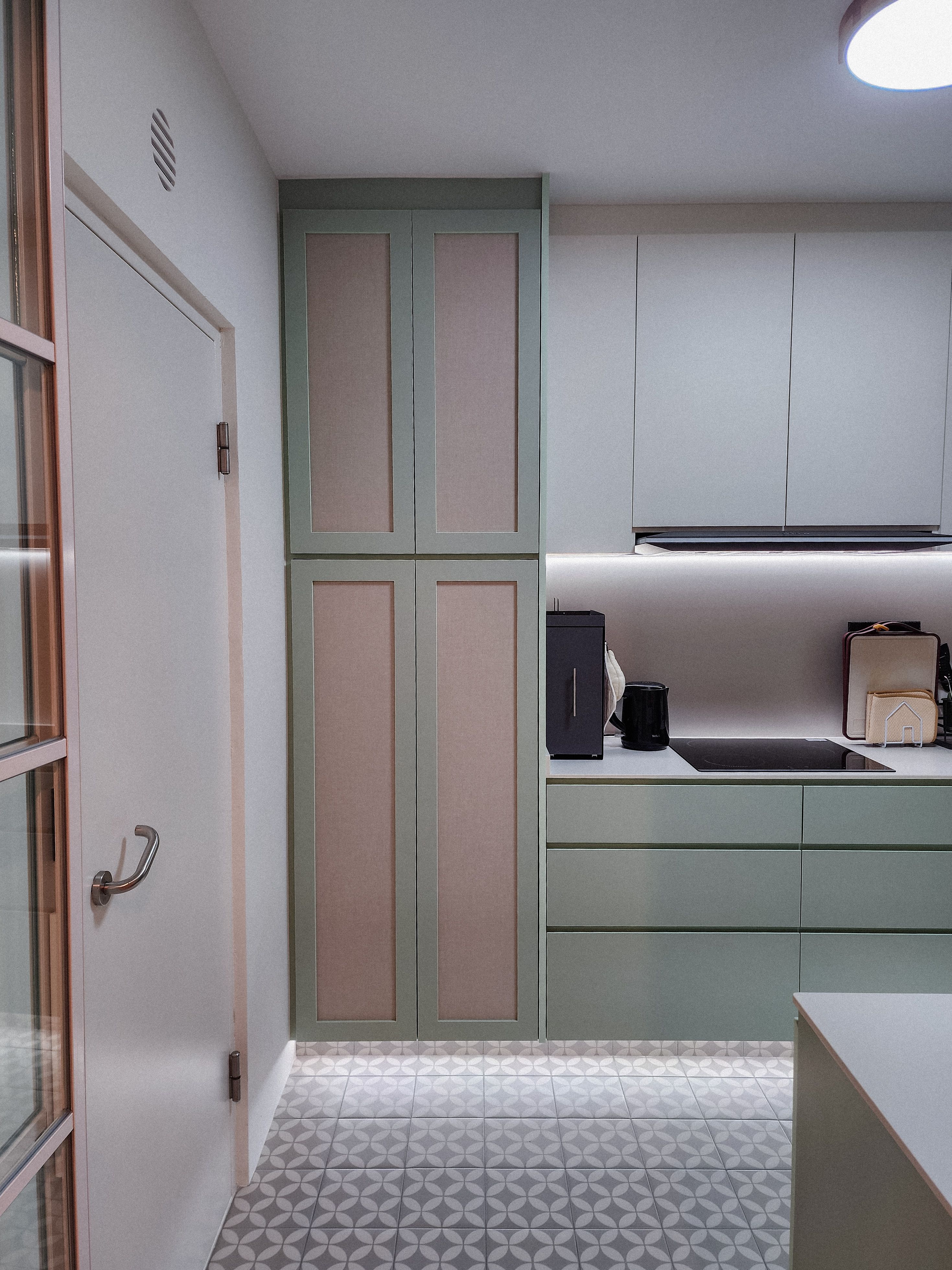 Peranakan inspired kitchen with hidden storage and a power track hack!