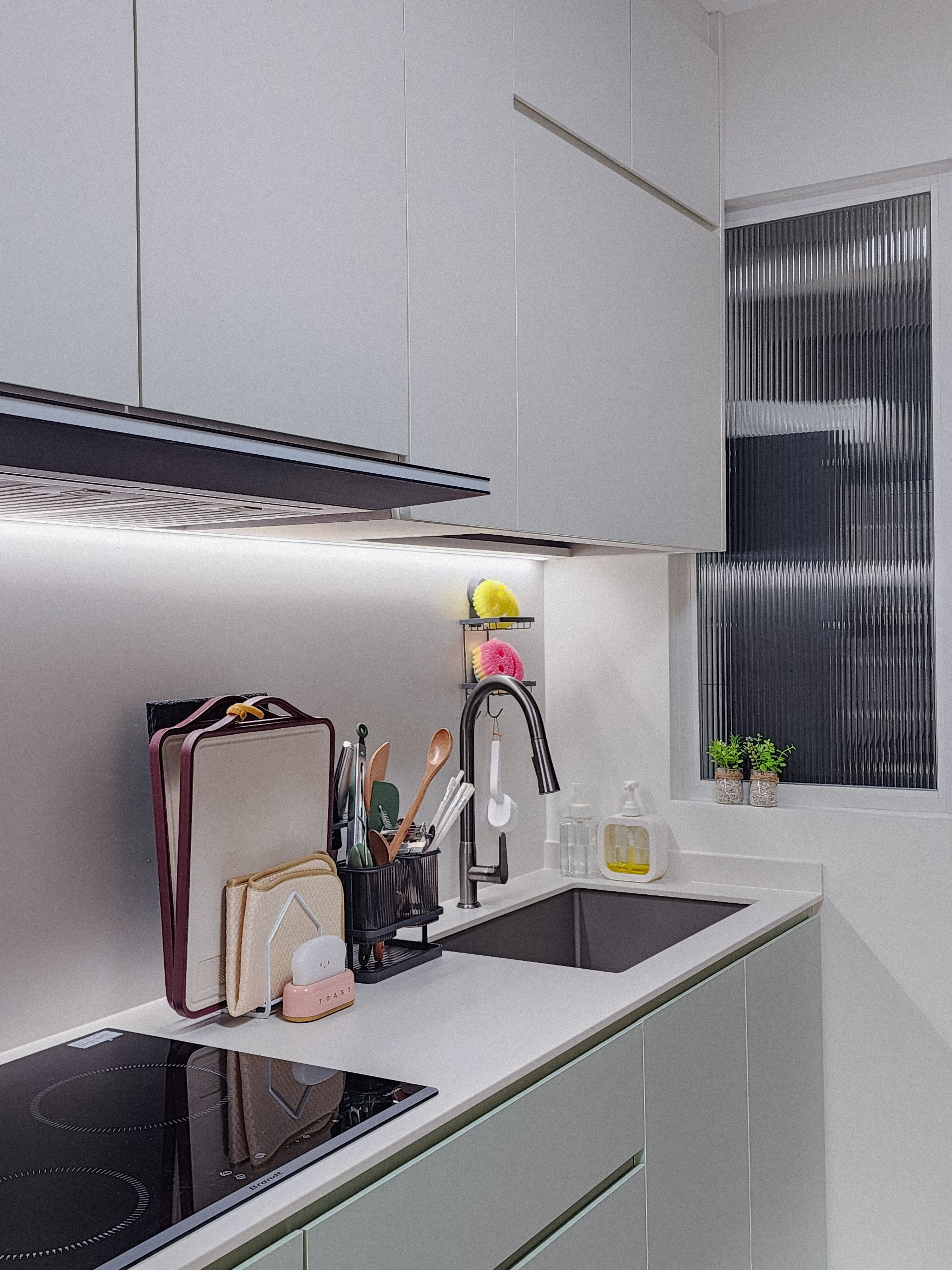 Peranakan inspired kitchen with hidden storage and a power track hack!