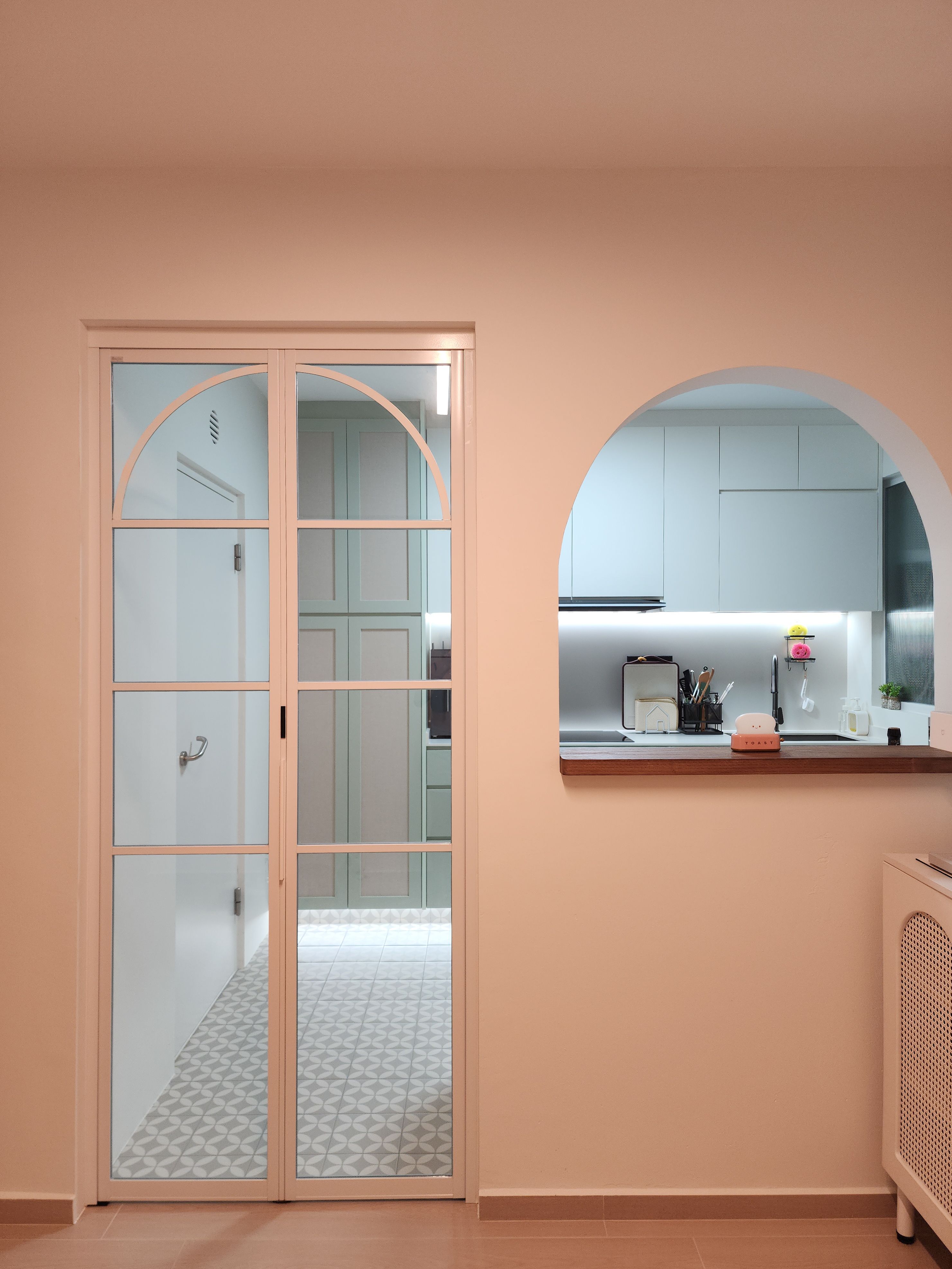 Peranakan inspired kitchen with hidden storage and a power track hack!