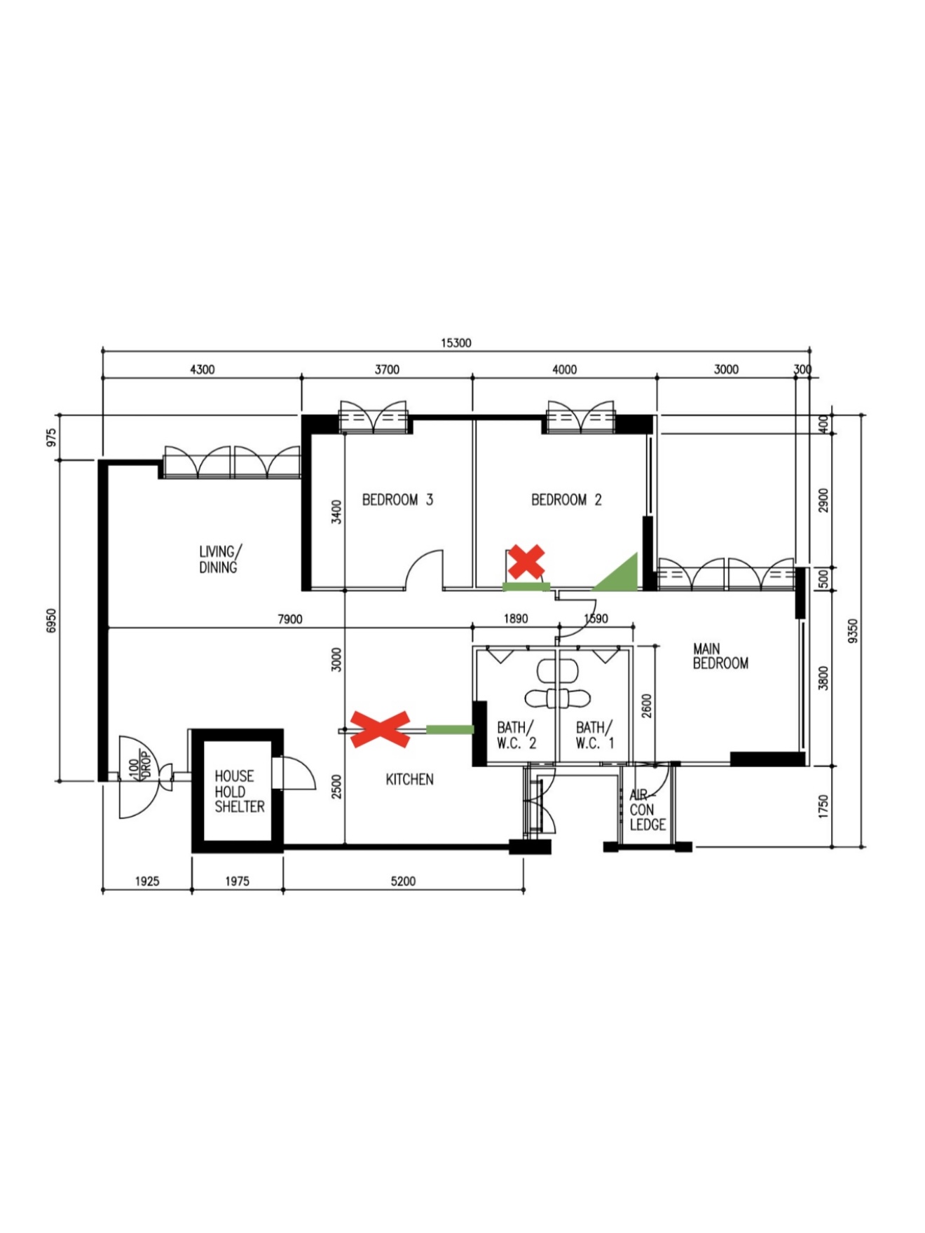 Alternate room configurations: Combining the master & common bedrooms