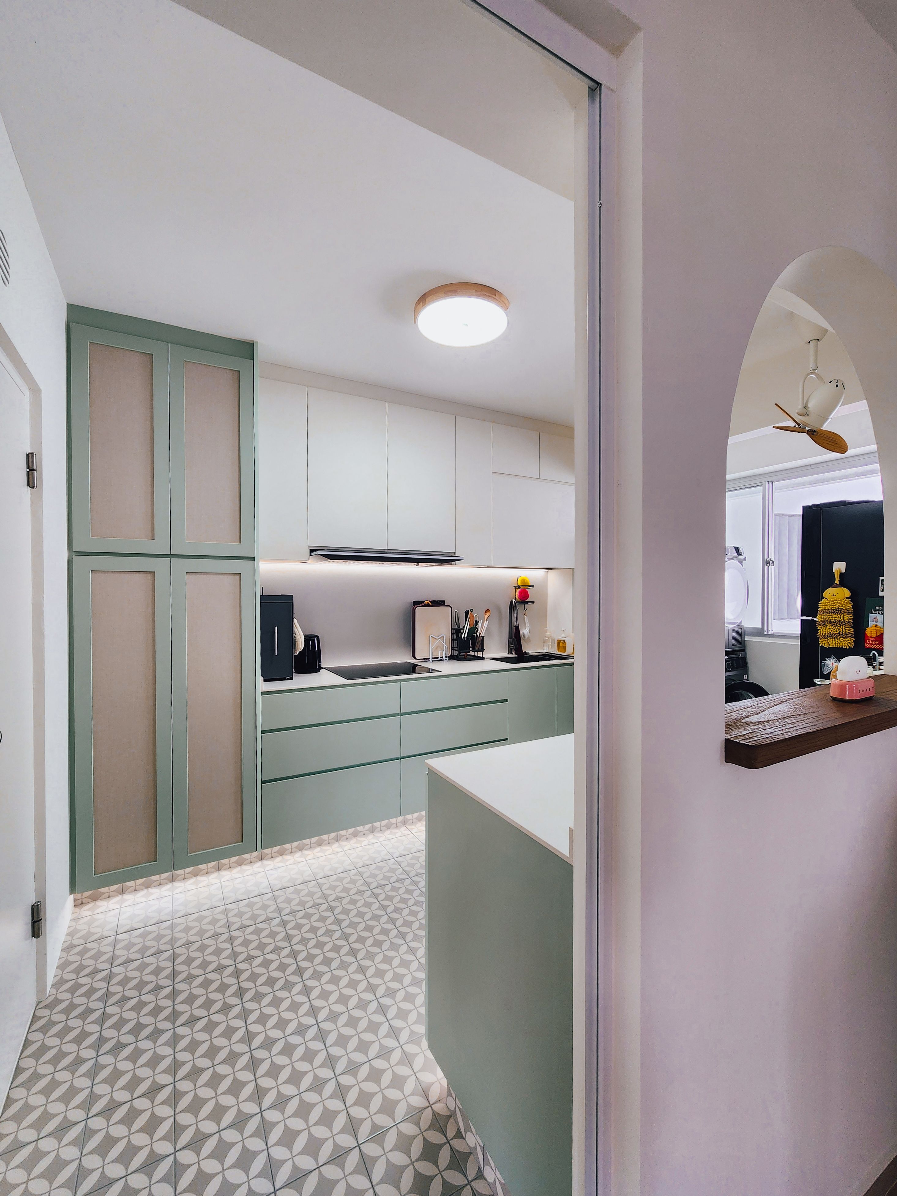 Peranakan inspired kitchen with hidden storage and a power track hack!