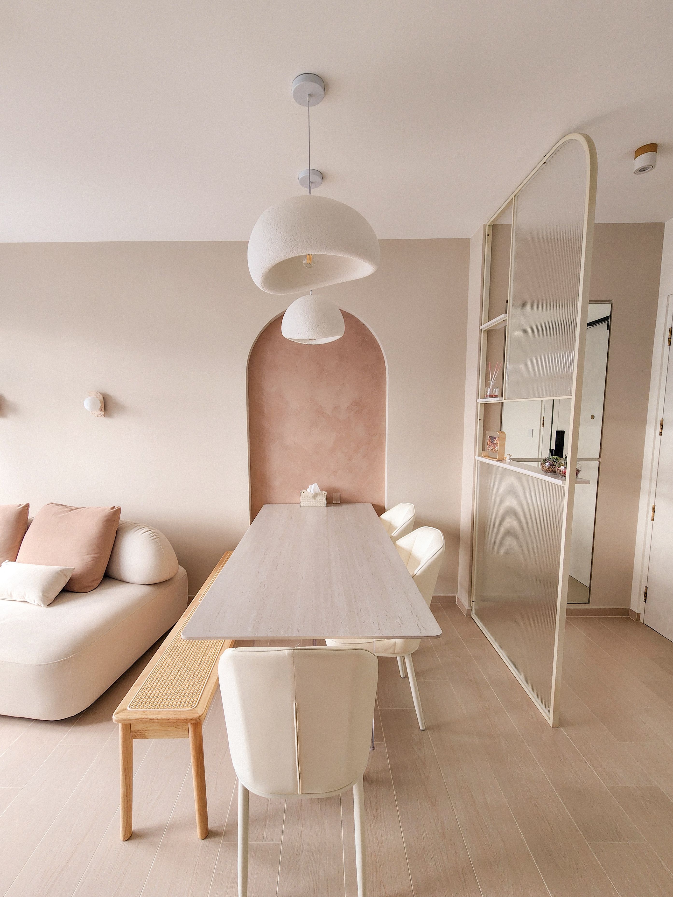 Making room for a bright and airy dining space beside the living area