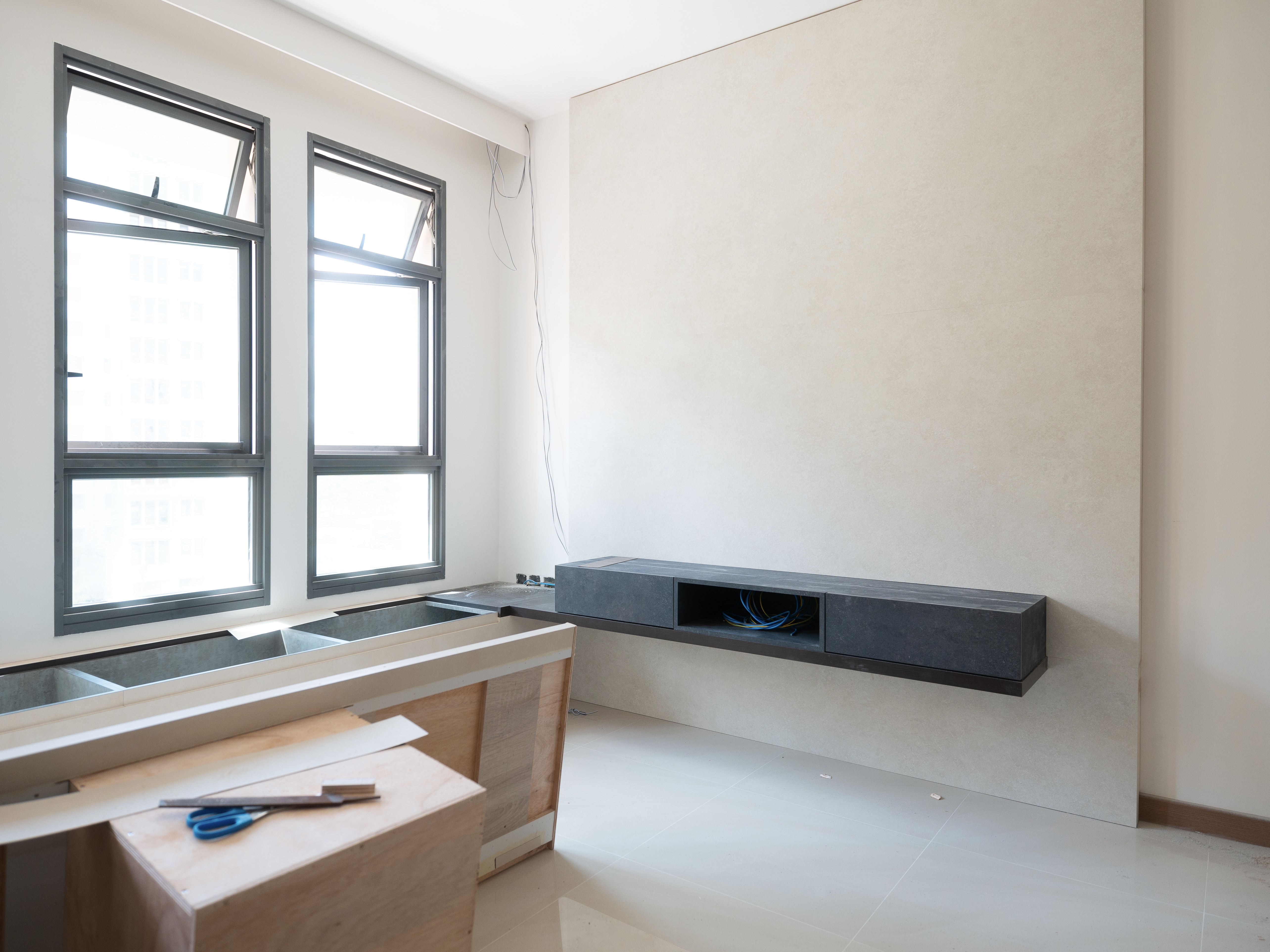 Renovation WIP vs Renders (Living Room & Dining Area)