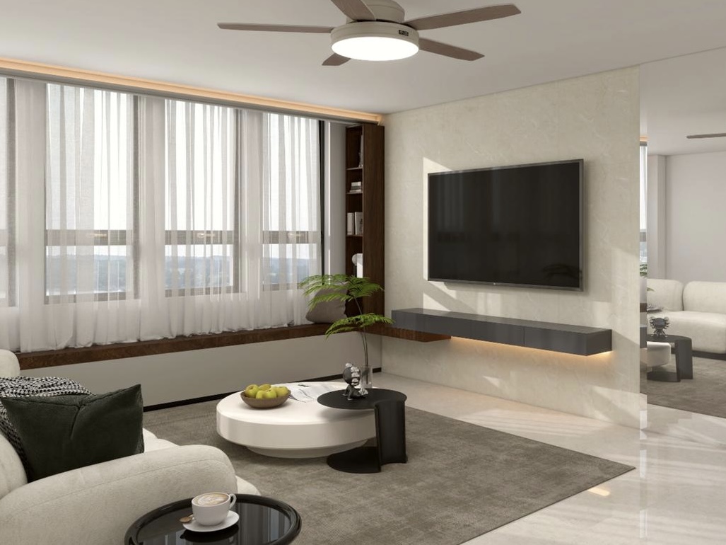 Renovation WIP vs Renders (Living Room & Dining Area)