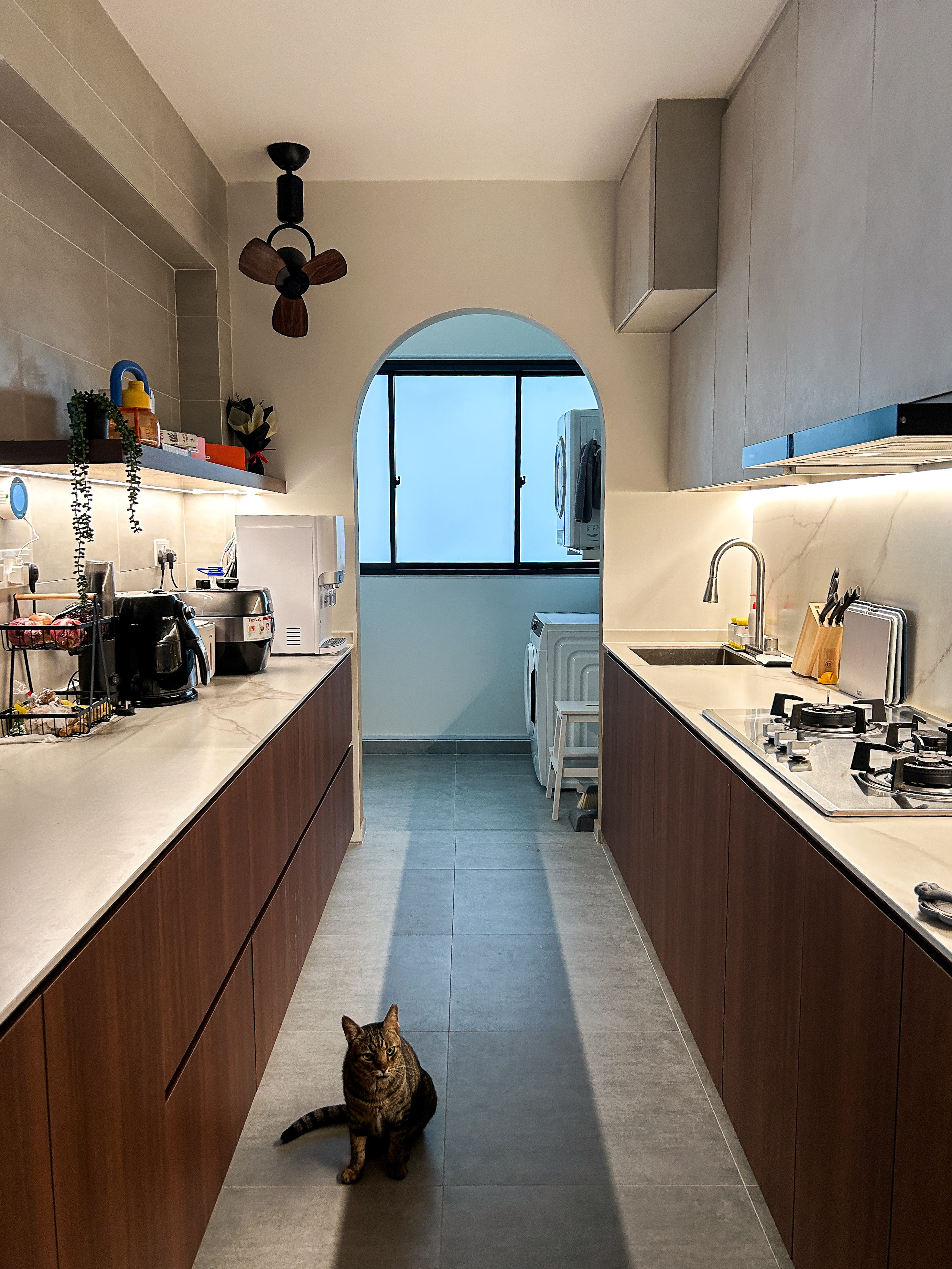 #Hacked - Curved service yard entrance, and open kitchen.