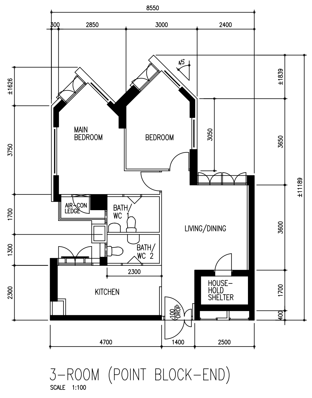 Designed for him: simplicity, comfort and space | 3-room $60k reno