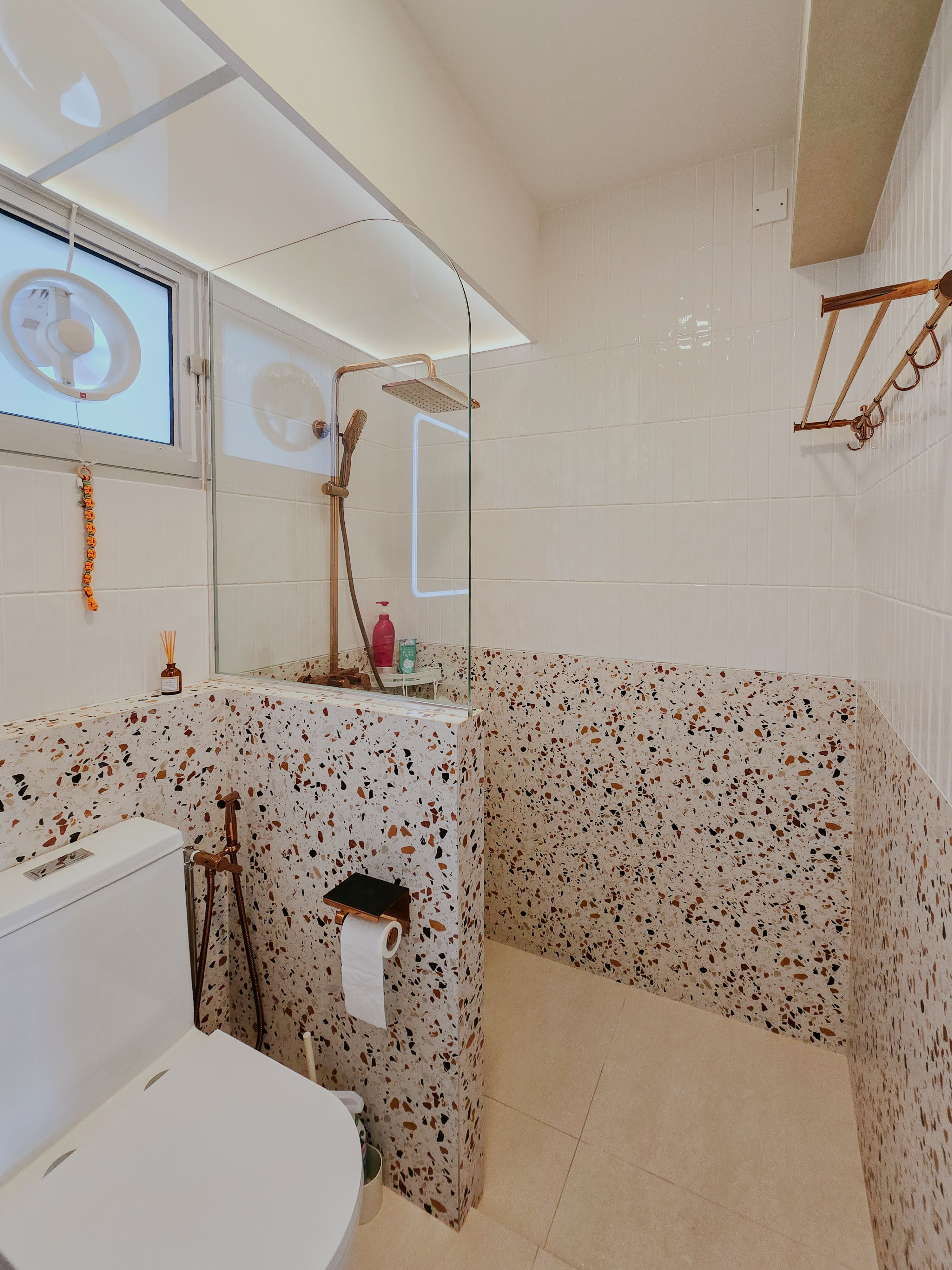 How to use bold tiles for a dopamine bathroom (ft rose gold fixtures)