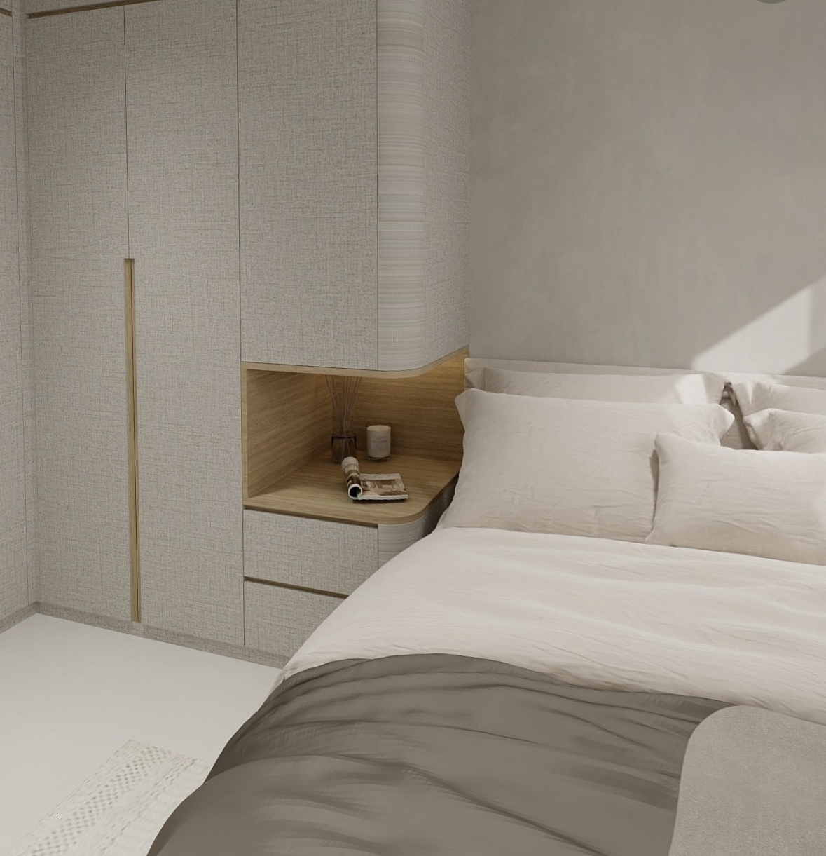 Hidden vanity and bedside niche