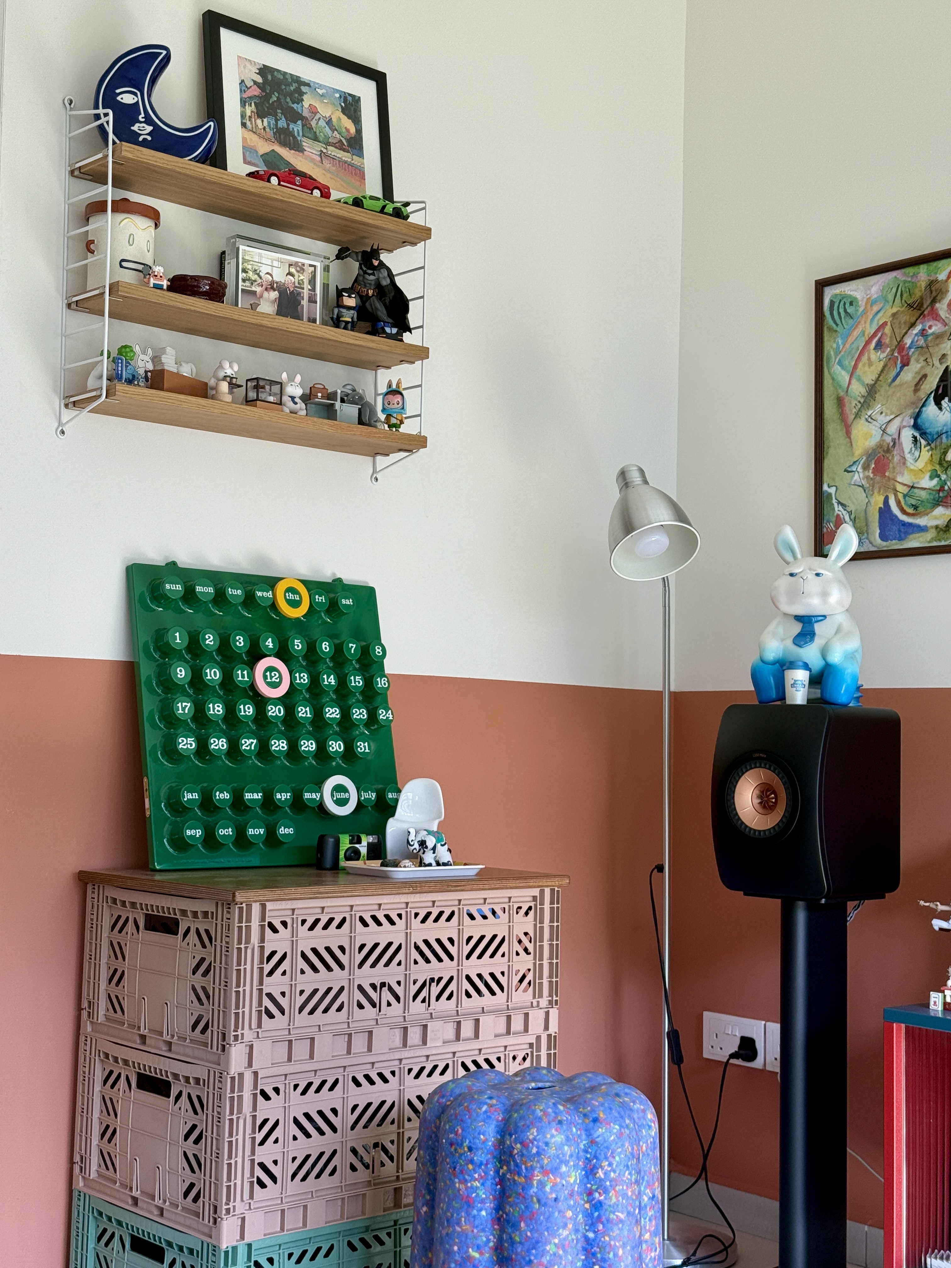 Inside our no built-in, eclectic living room!