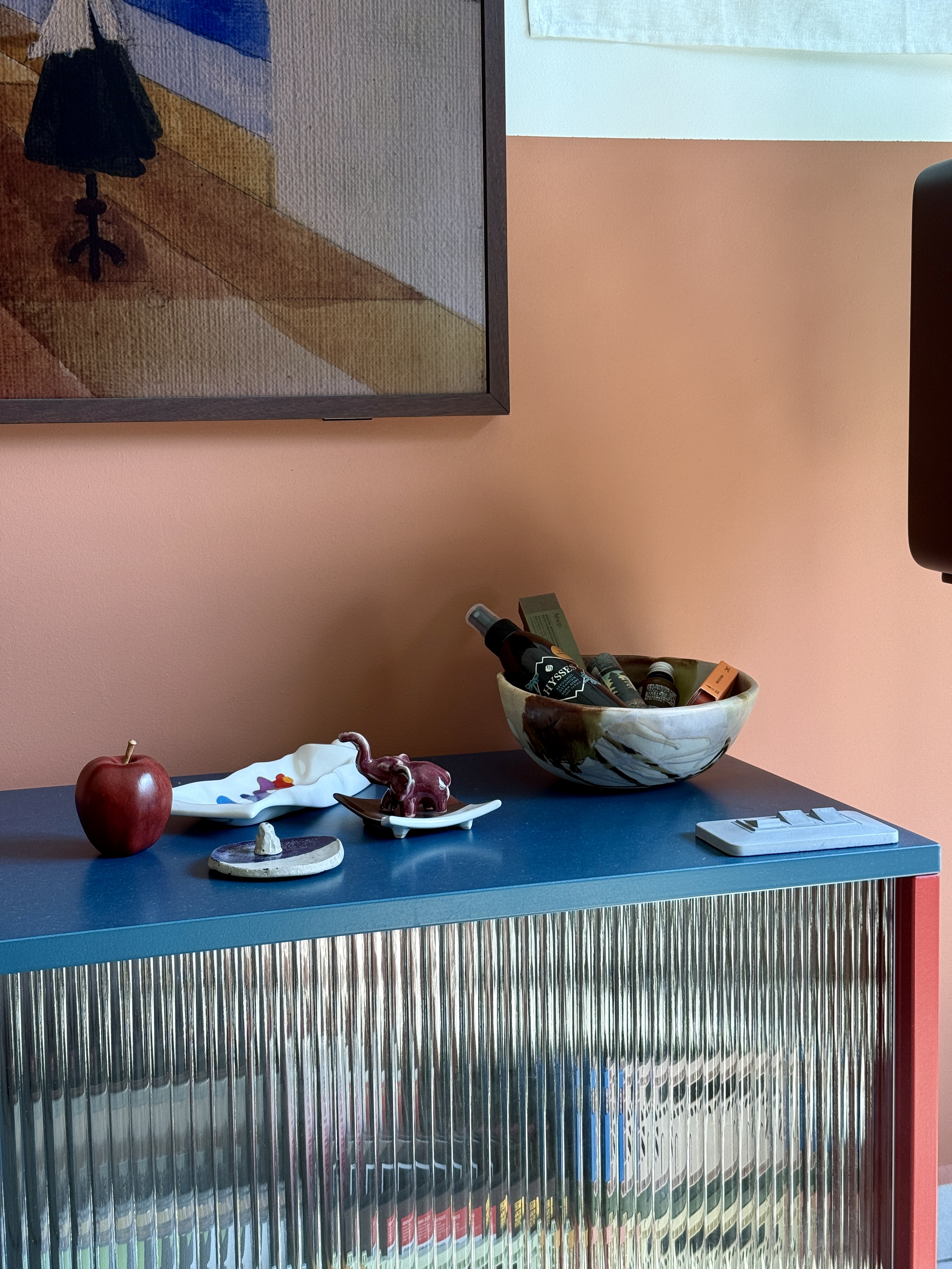 Inside our no built-in, eclectic living room!