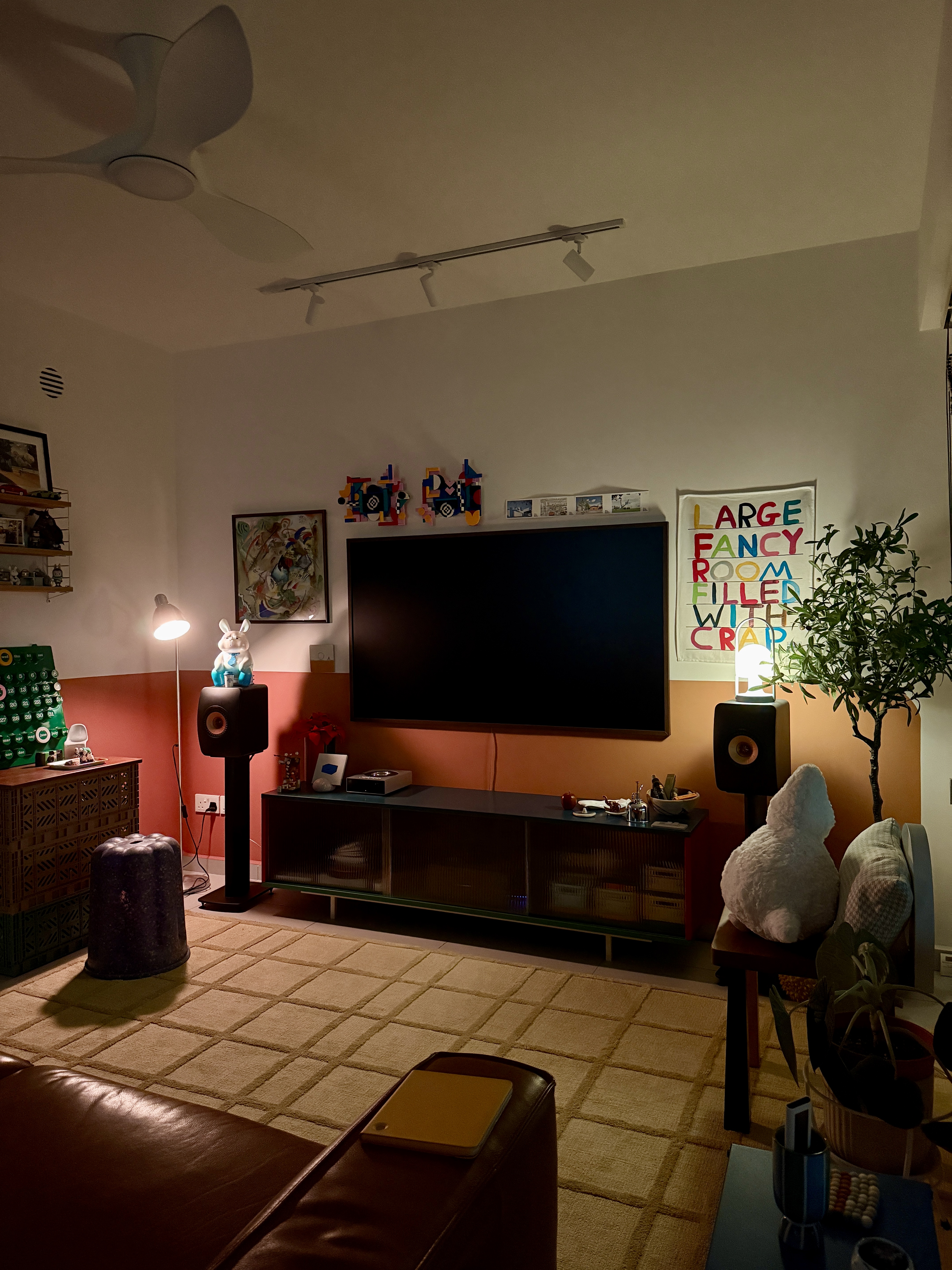 Inside our no built-in, eclectic living room!