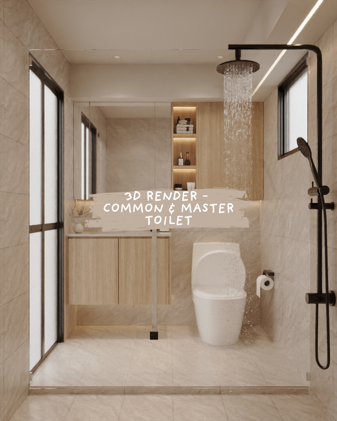 3D RENDER: COMMON & MASTER TOILET 🛀
