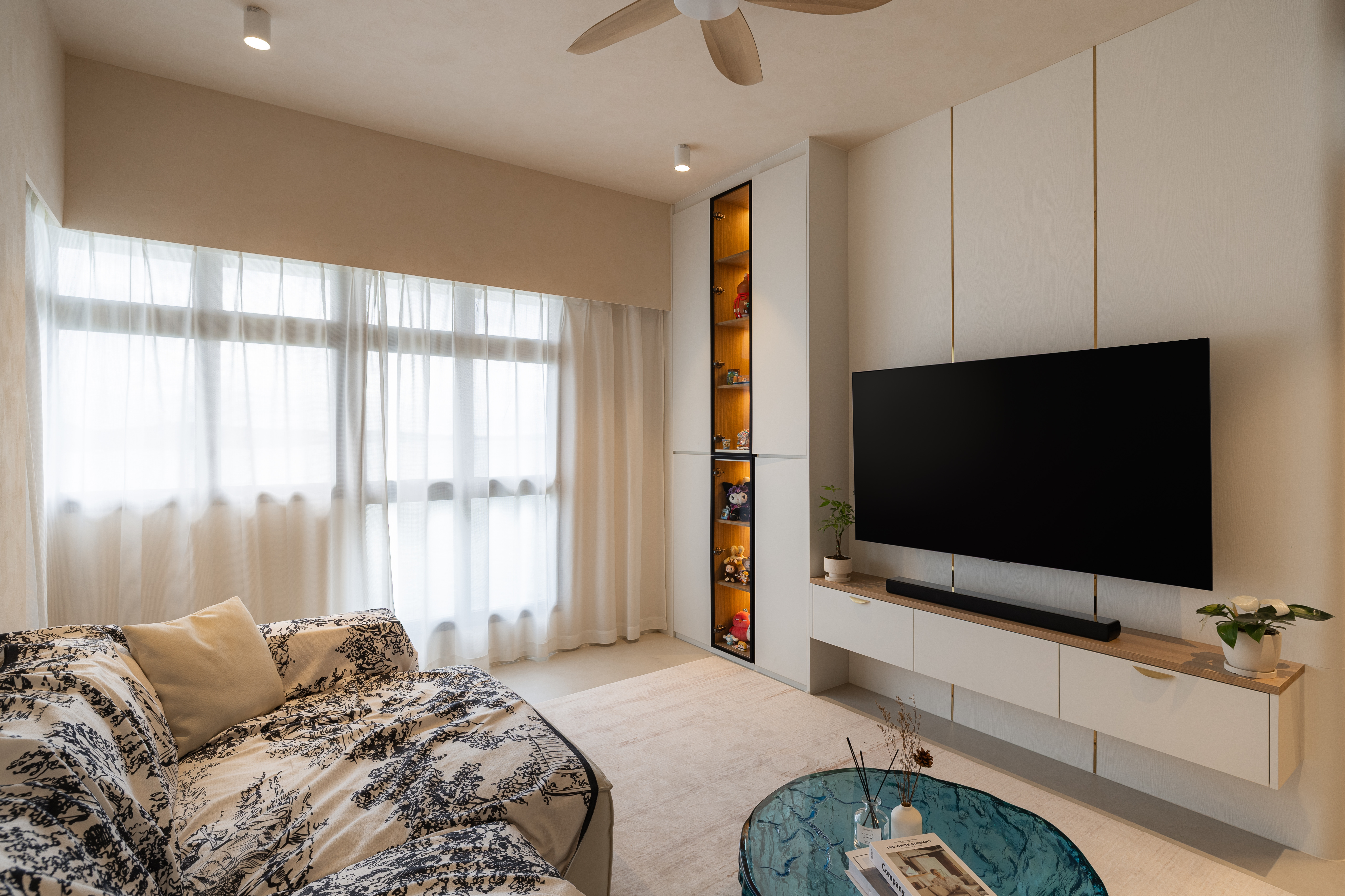 Effortlessly Tidy | French Wabi Living Room | Punggol 4 Room BTO