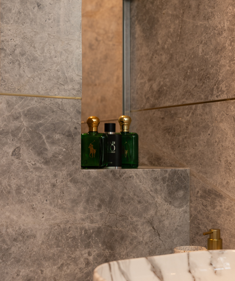 A bathroom with subtle luxe detailing