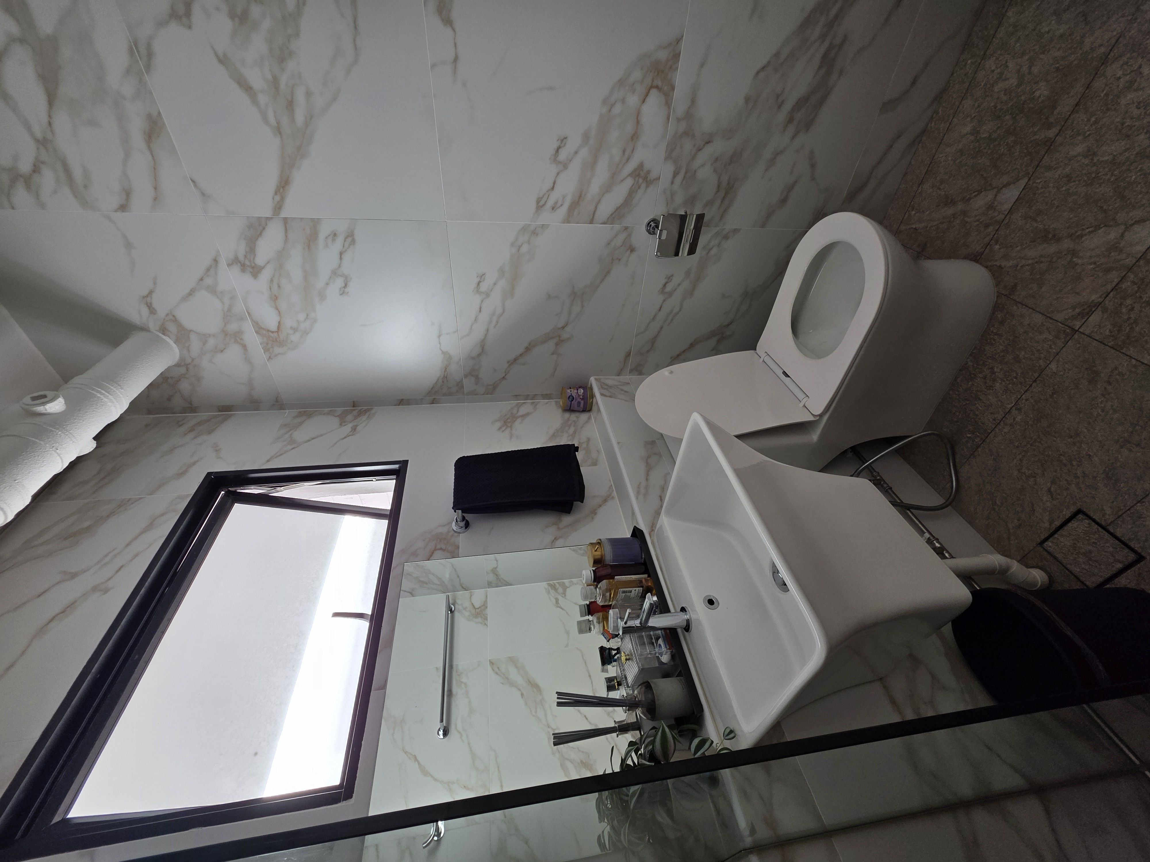 Our simple common and master bathroom.