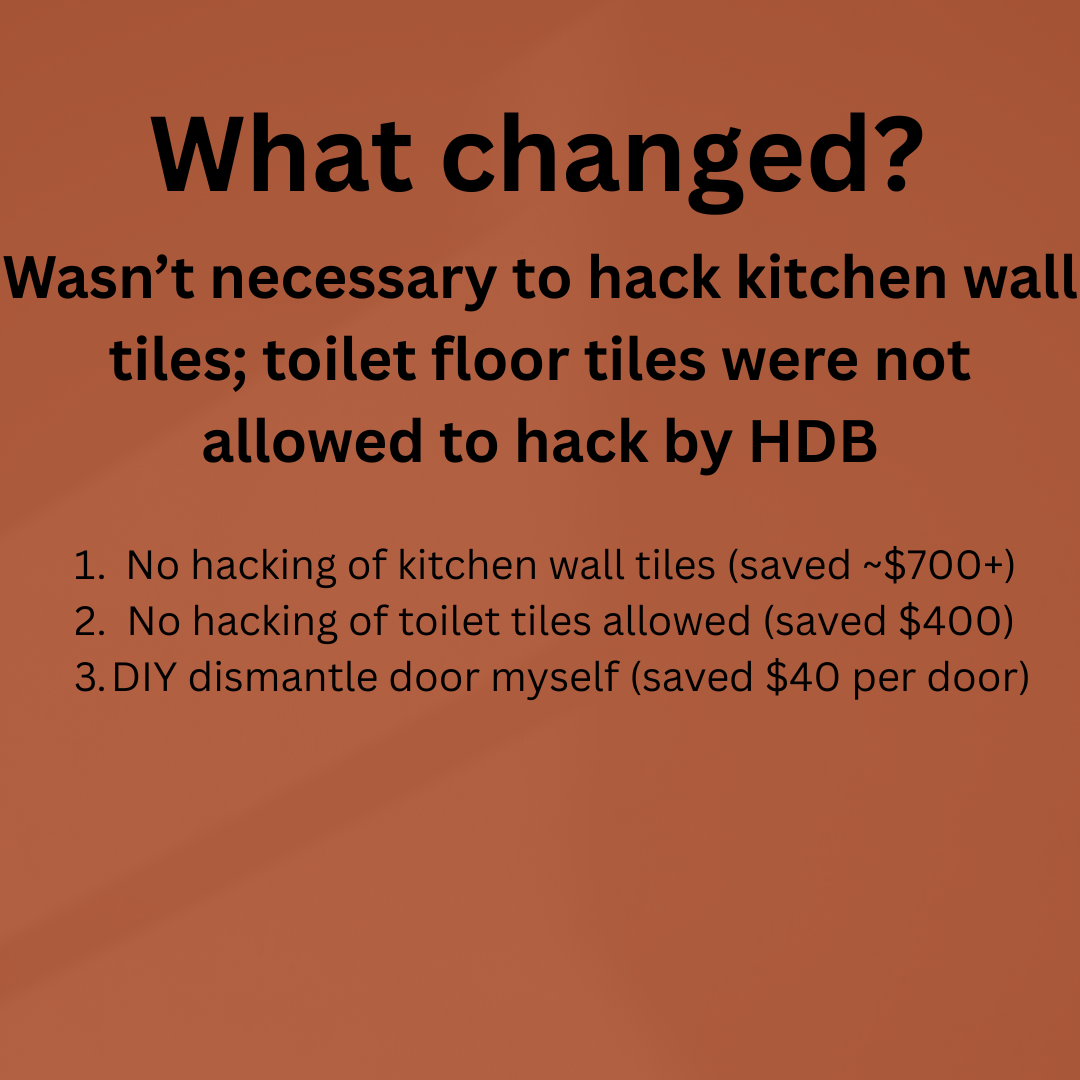 First-timer HDB 4 room hacking costs breakdown
