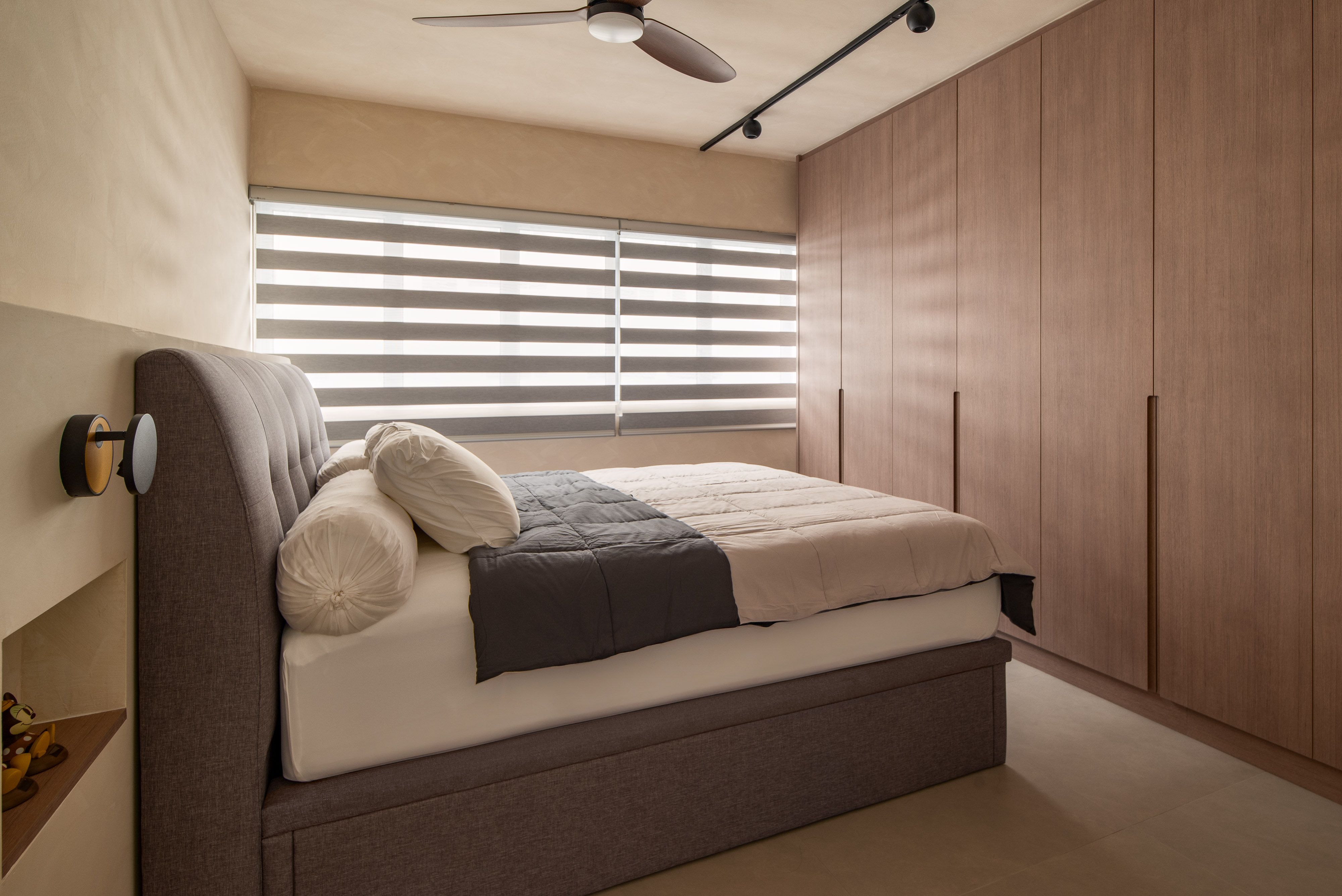 Bedroom is meant purely for rest so we create a calm and restful feel.