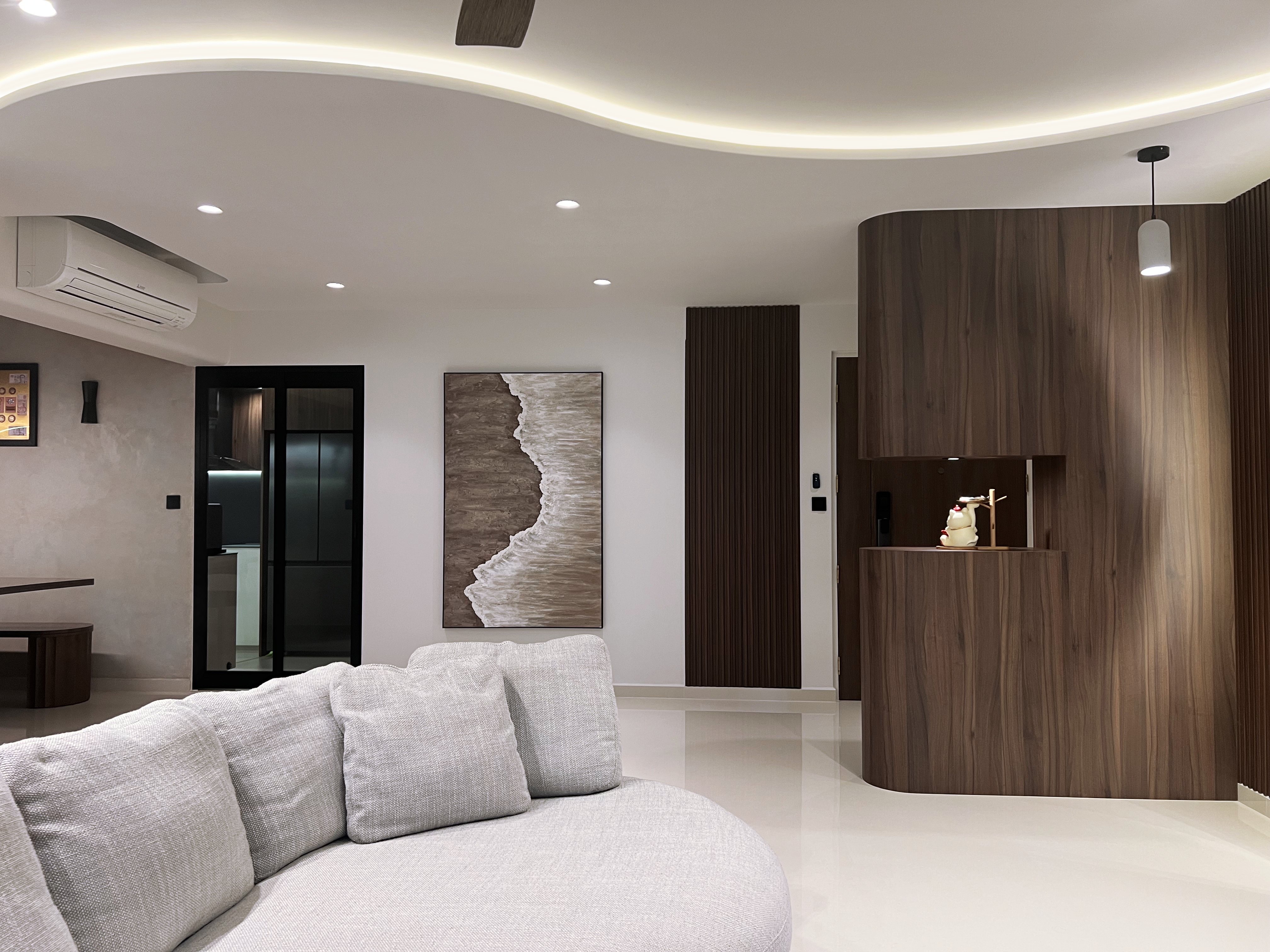 Living room designed with warm and inviting ambience