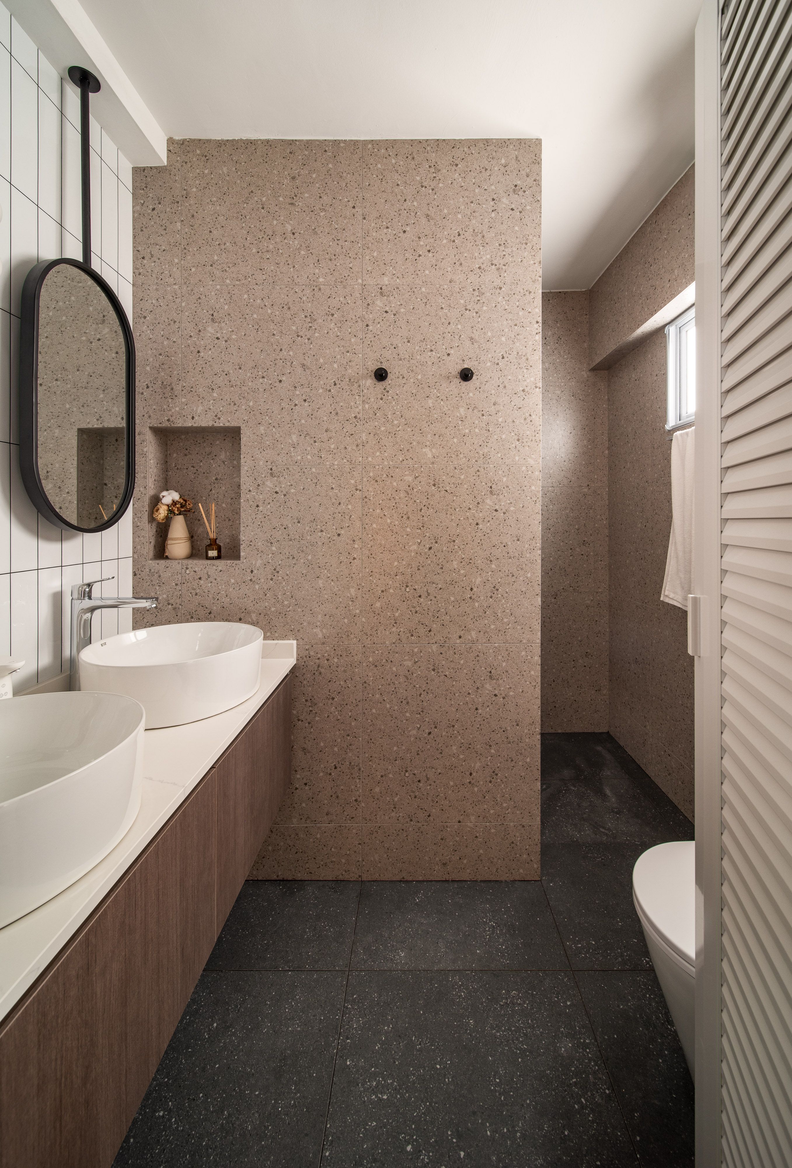 Our master bathroom is our little escape — comfy and practical