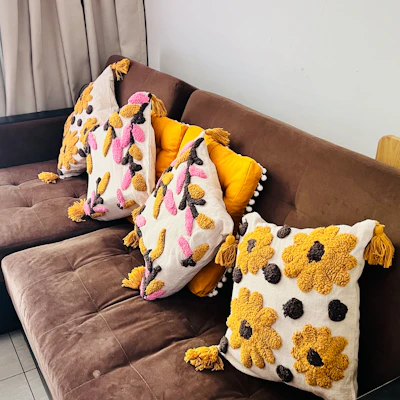 Customer home photo 1: Hand-Embroidered Cushion Covers