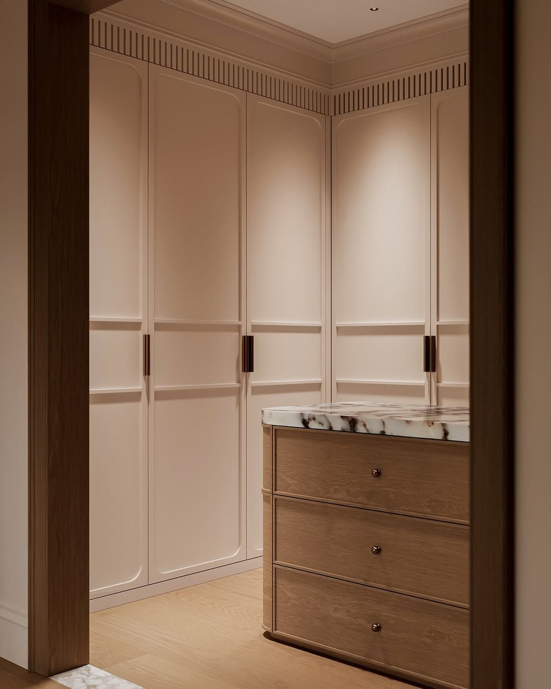 Modern and stylish walk in wardrobe