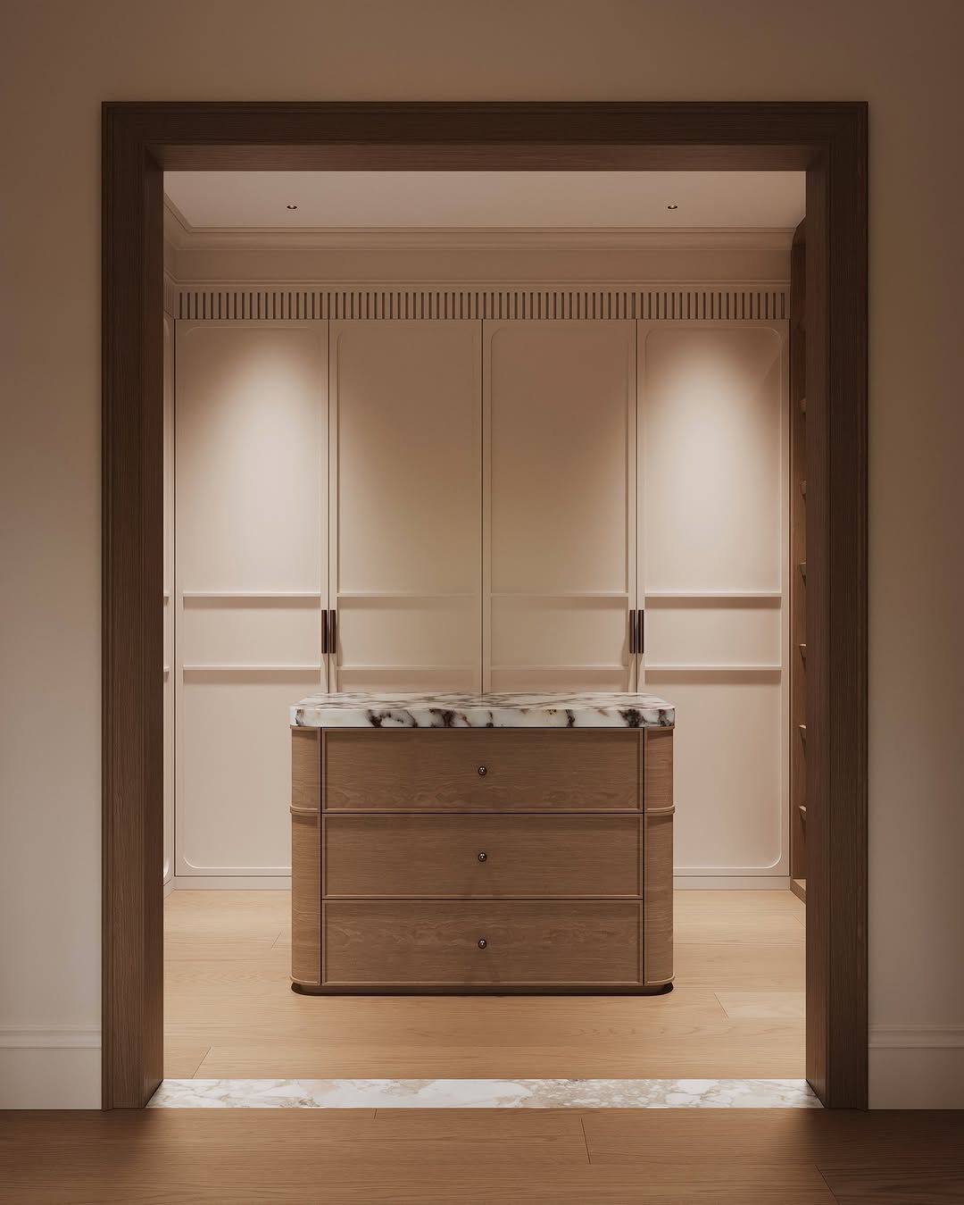 Modern and stylish walk in wardrobe