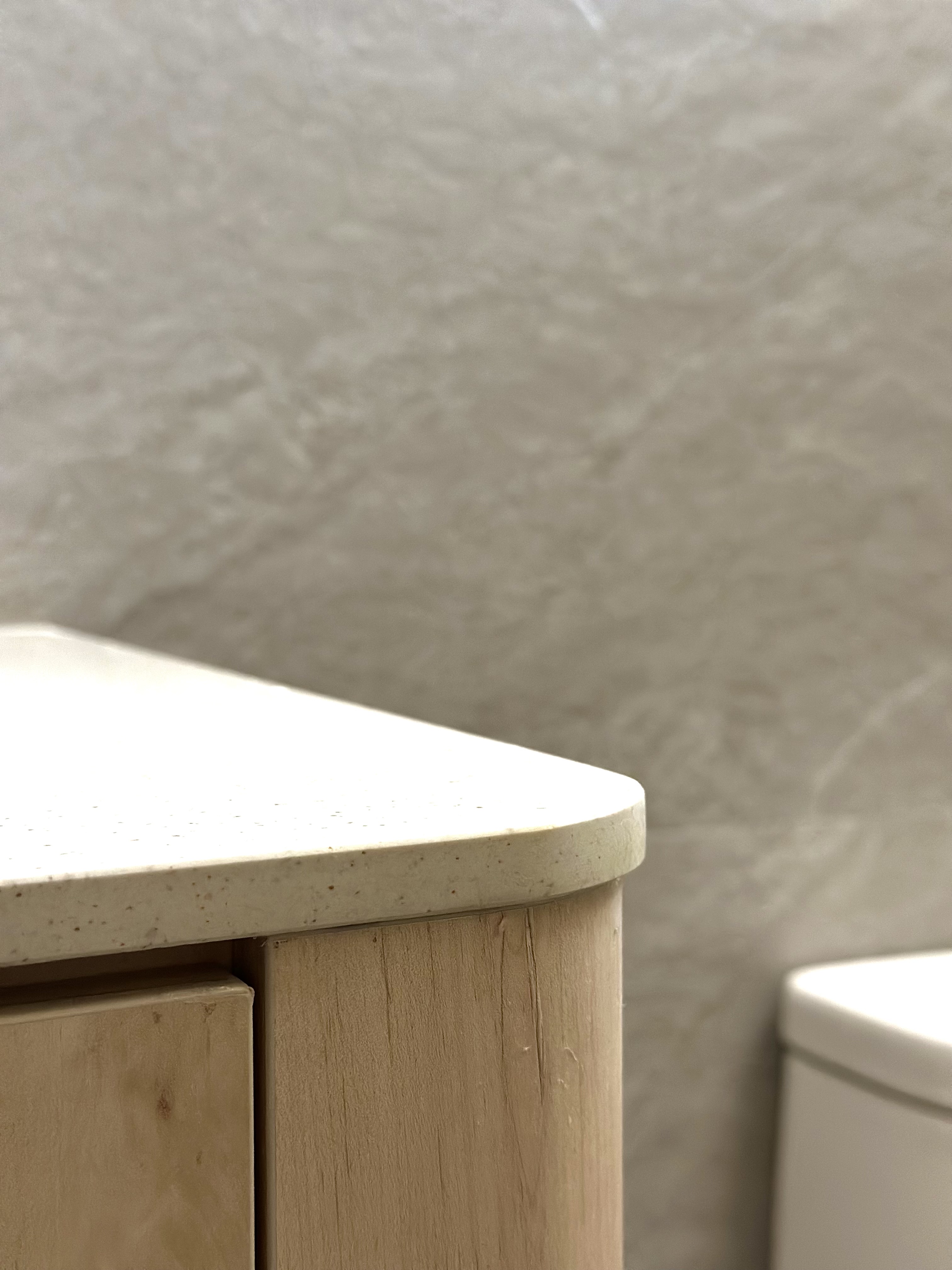 Beauty of integrated, one-piece sink cabinet