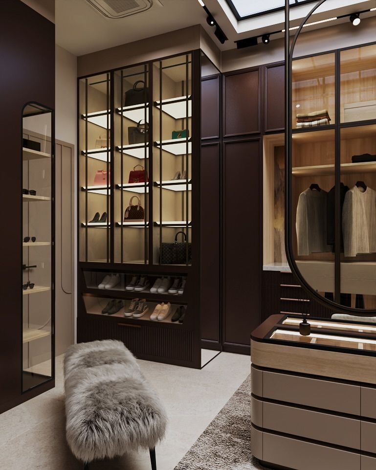 Stylish modern walk in wardrobe