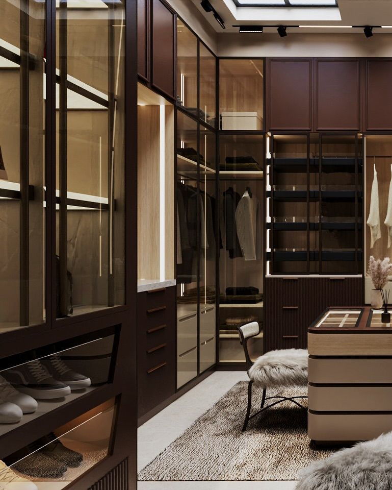 Stylish modern walk in wardrobe
