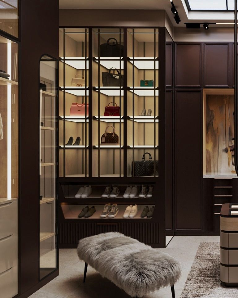 Stylish modern walk in wardrobe
