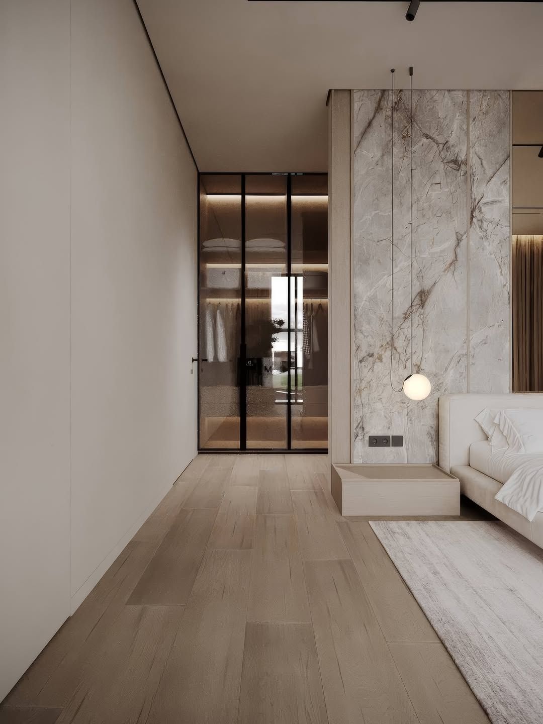 Stylish bedroom & bathroom