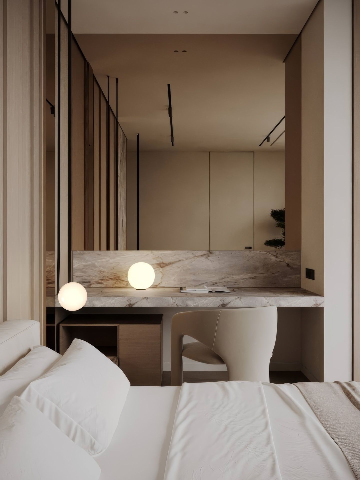 Stylish bedroom & bathroom
