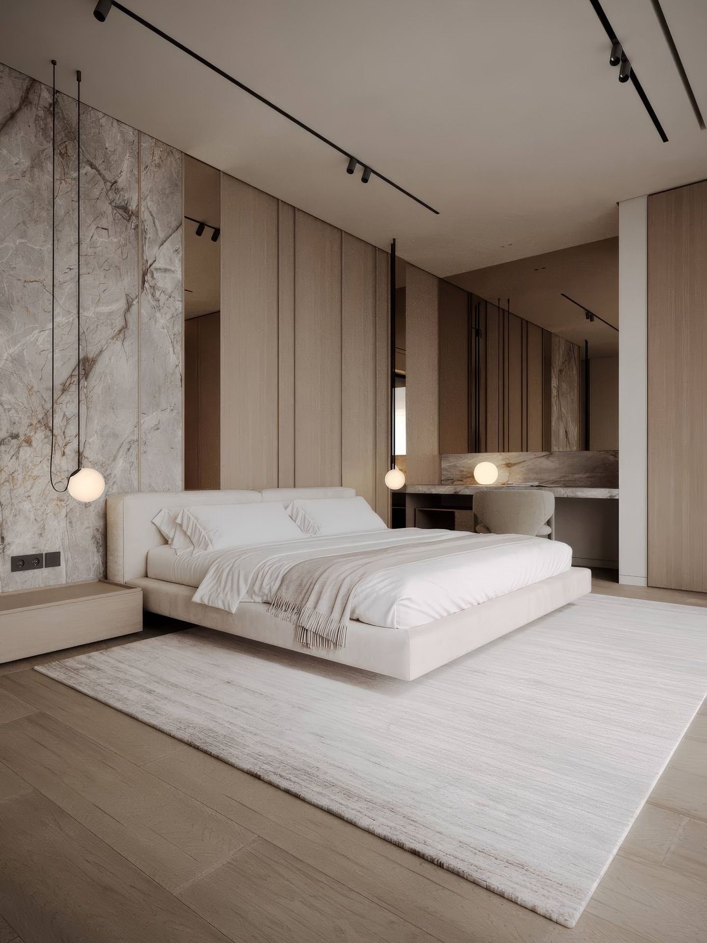 Stylish bedroom & bathroom