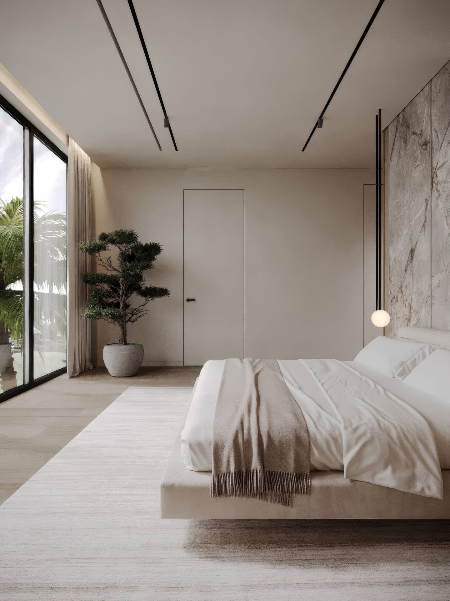Stylish bedroom & bathroom