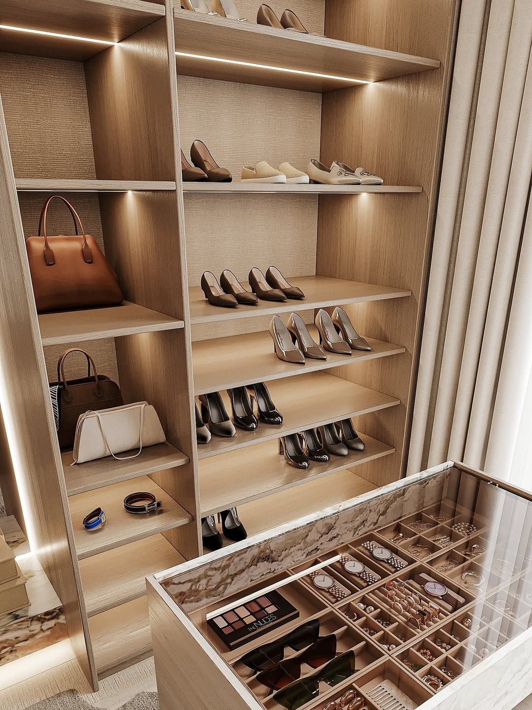 Stylish walk-in wardrobe