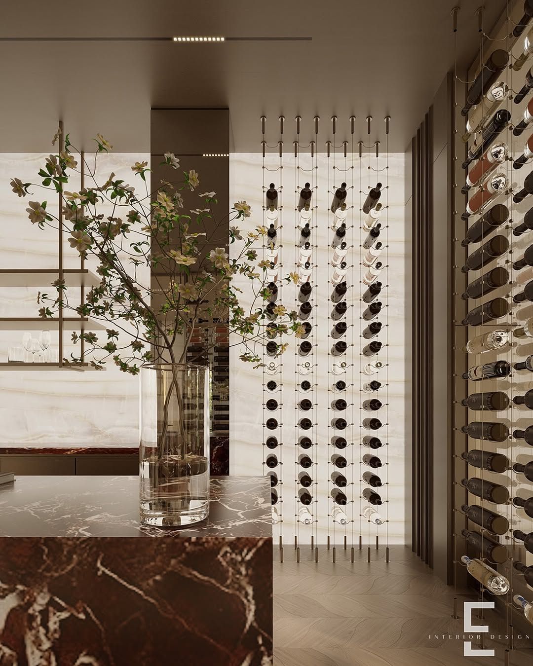 Stylish-kitchen-and-wine-display