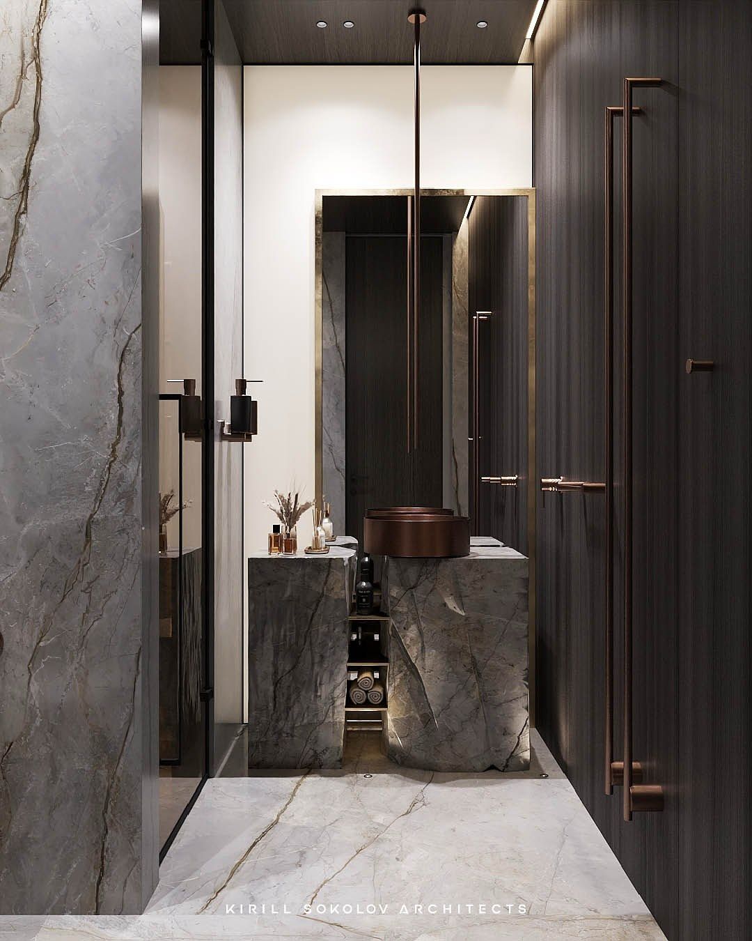 Sleek, chic bathroom interior