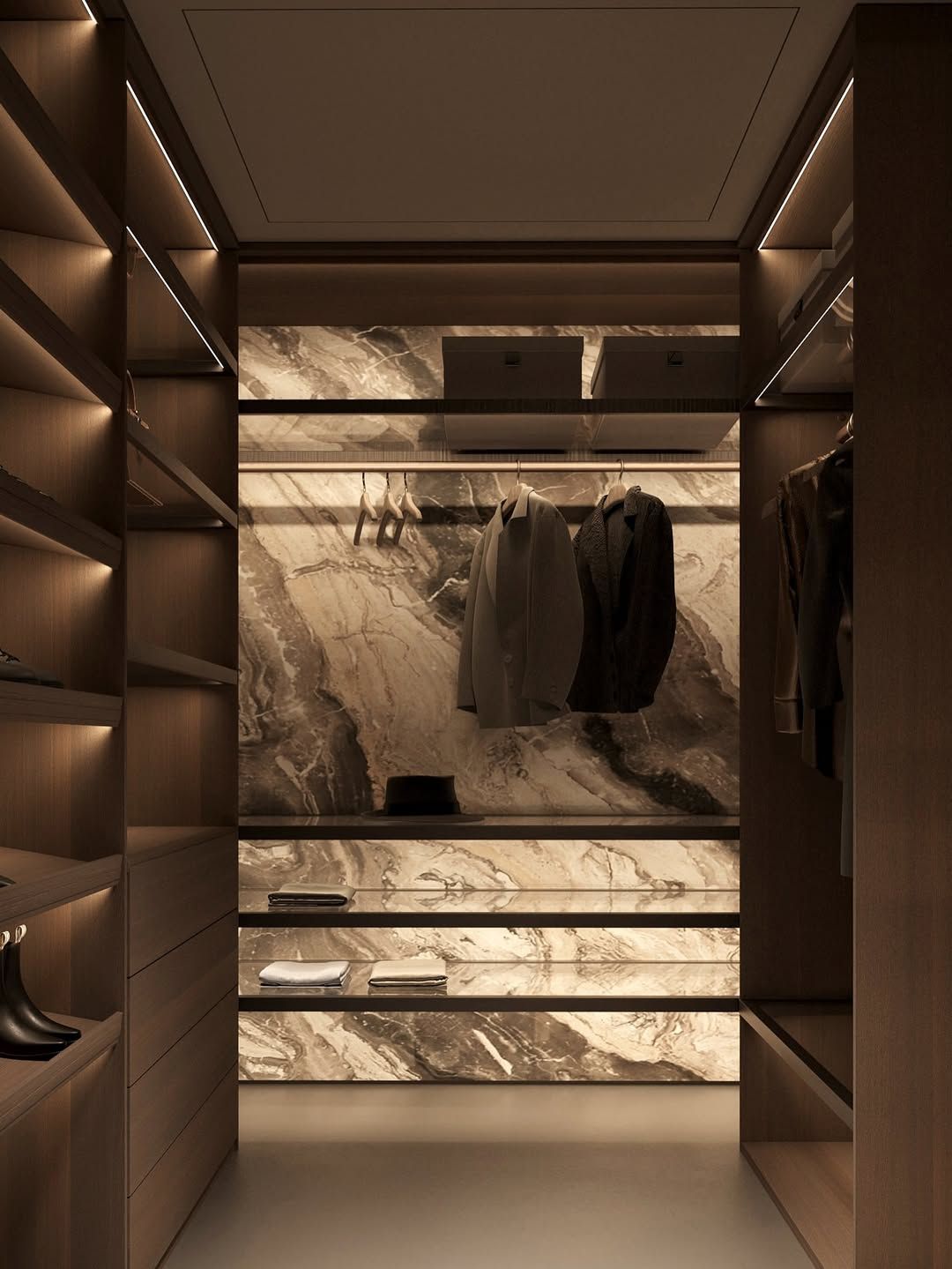 Stylish walk in wardrobe interior design!