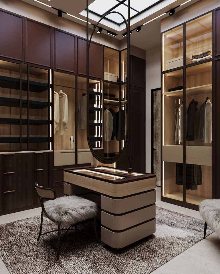 Stylish walk-in wardrobe
