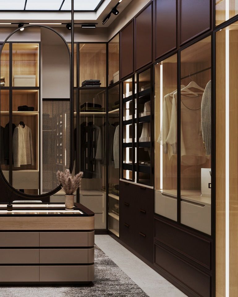 Stylish walk-in wardrobe