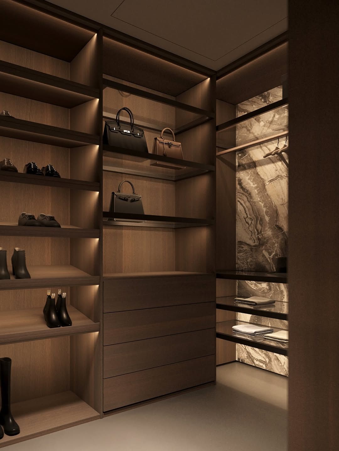 Cozy walk in wardrobe design
