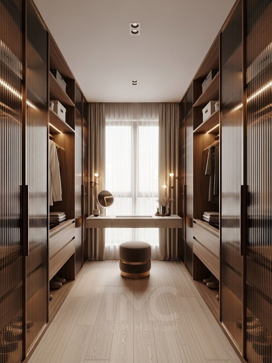 Stunning walk in wardrobe design