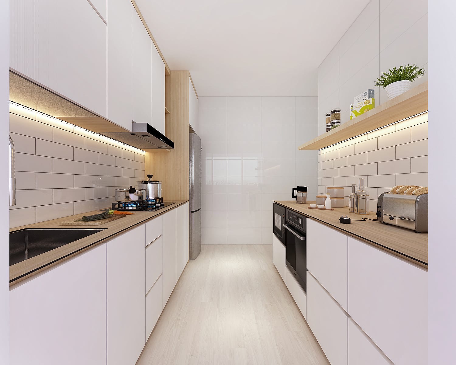 Minimalist Galley-style Kitchen 🌿👩‍🍳