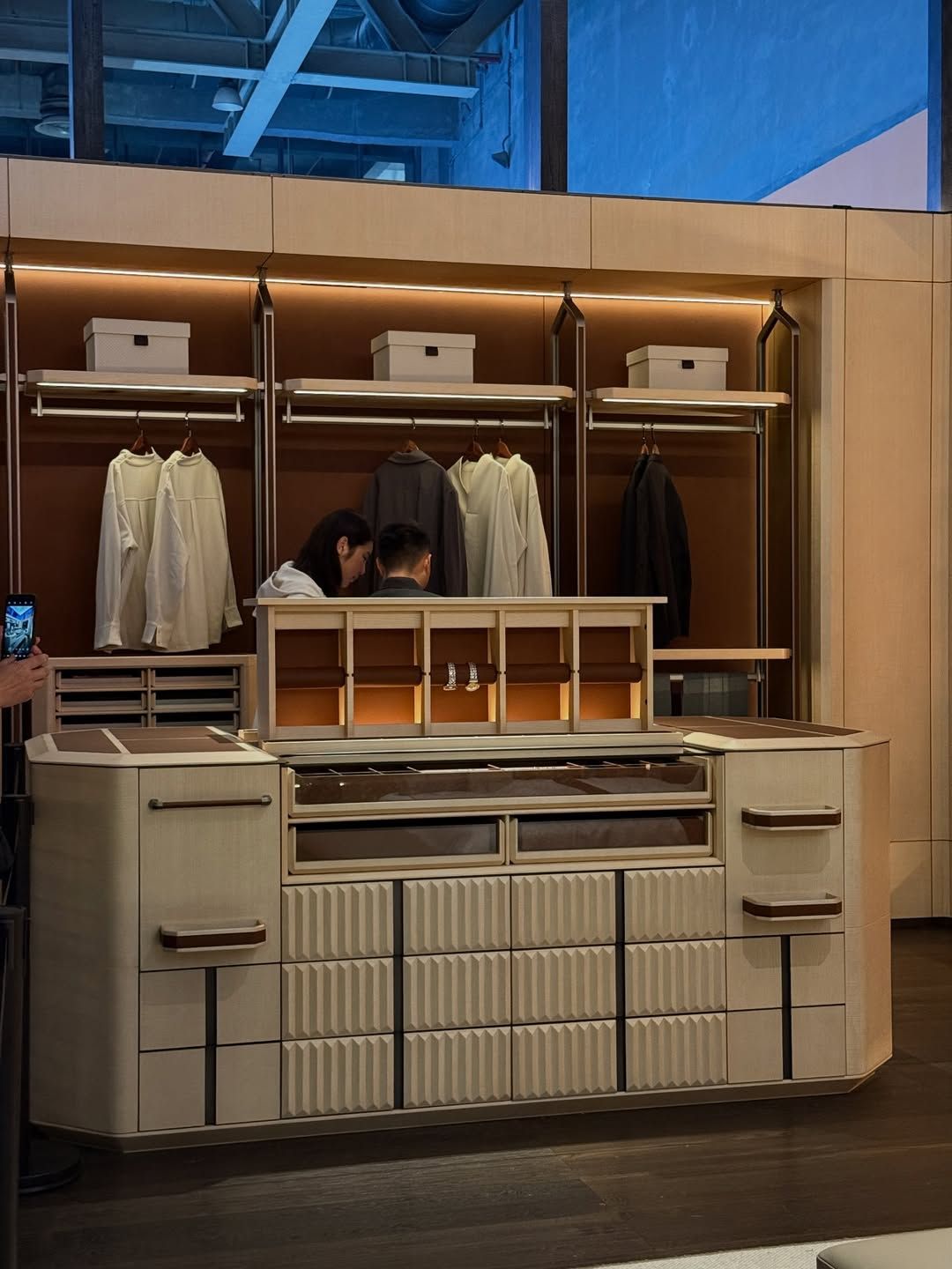 Sophisticated walk in wardrobe