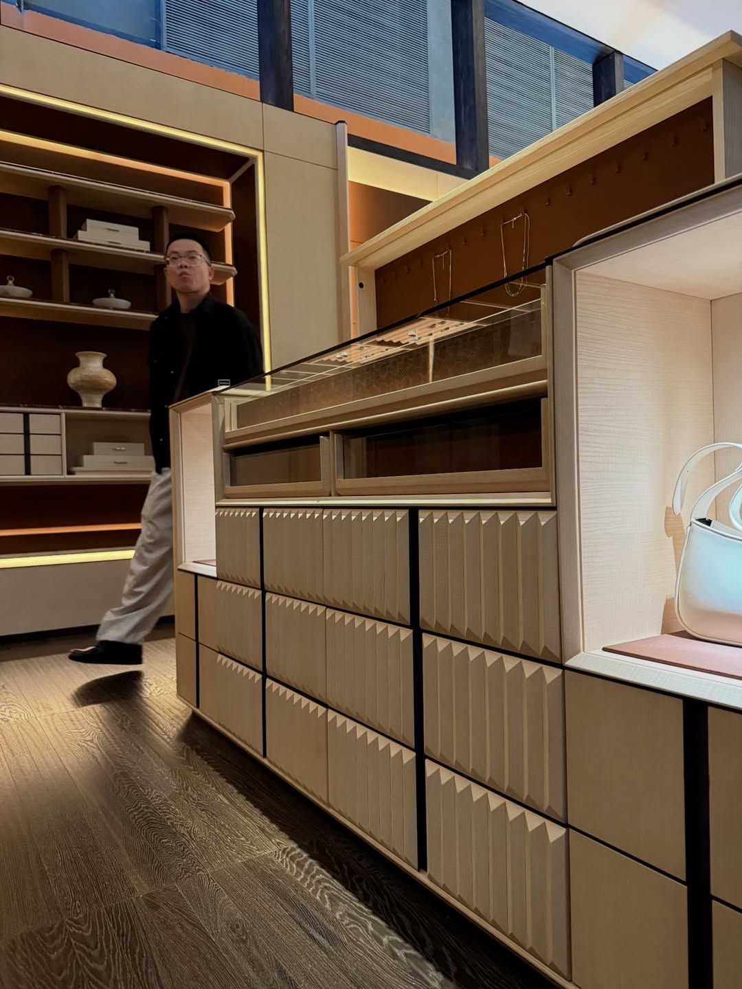 Sophisticated walk in wardrobe