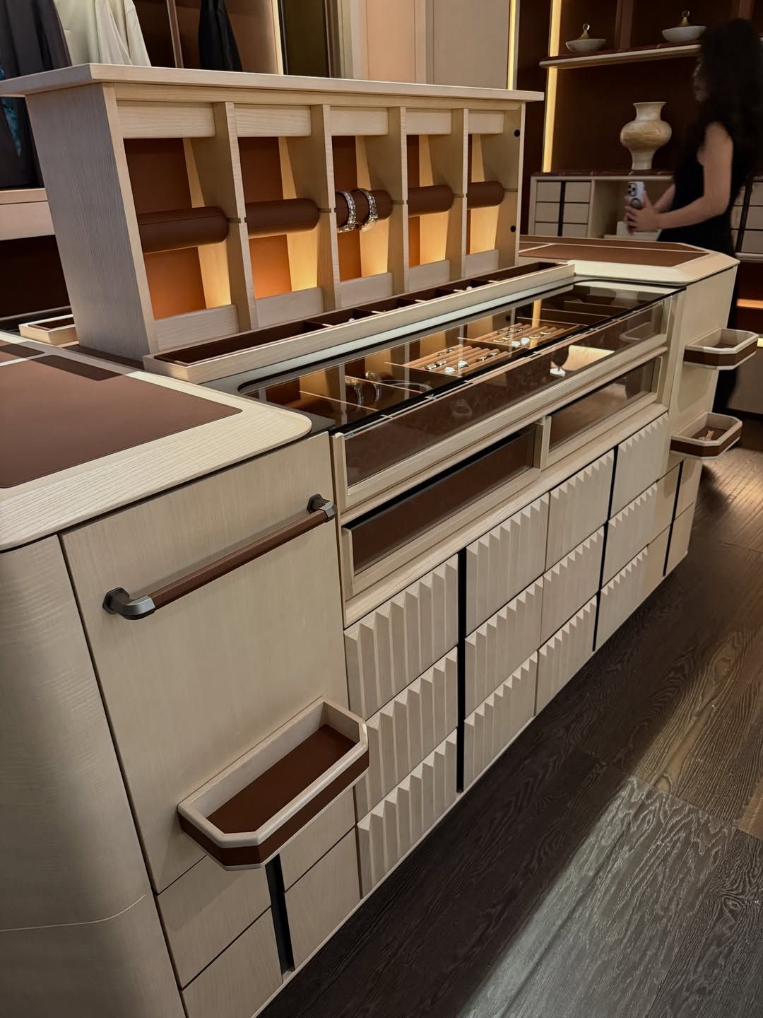 Sophisticated walk in wardrobe