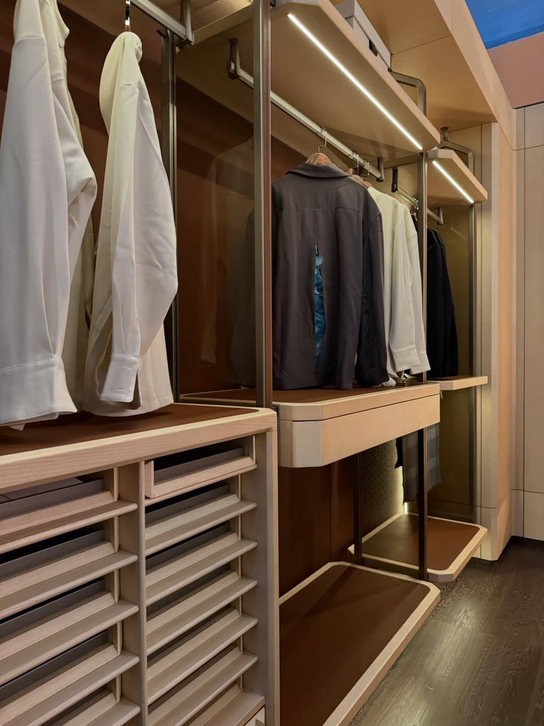 Sophisticated walk in wardrobe